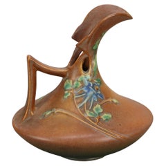 Roseville Pottery Art Deco marrone con motivo a colombina metà del XX secolo