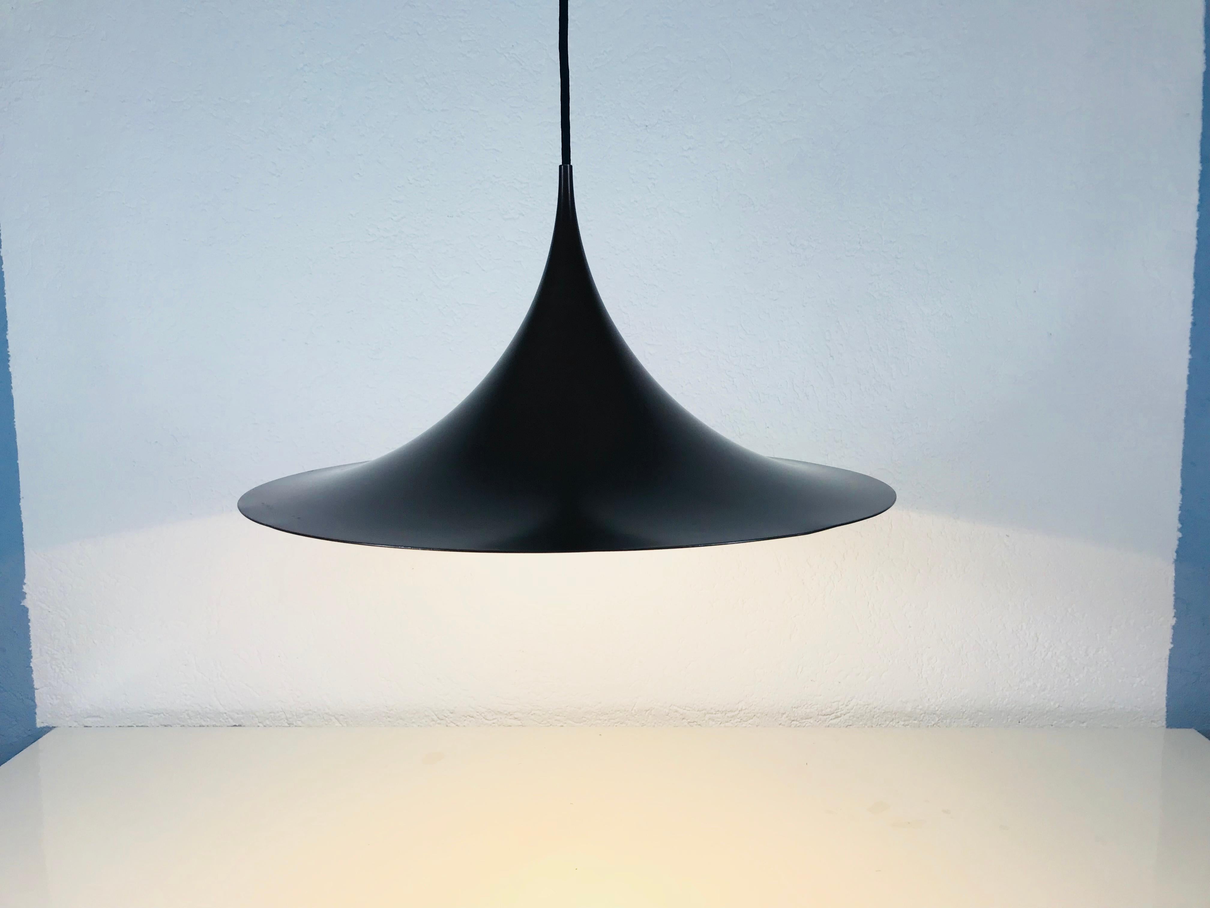 Mid-Century Modern Brown Round Pendant Lamp by Fog & Mørup, 1970s For Sale