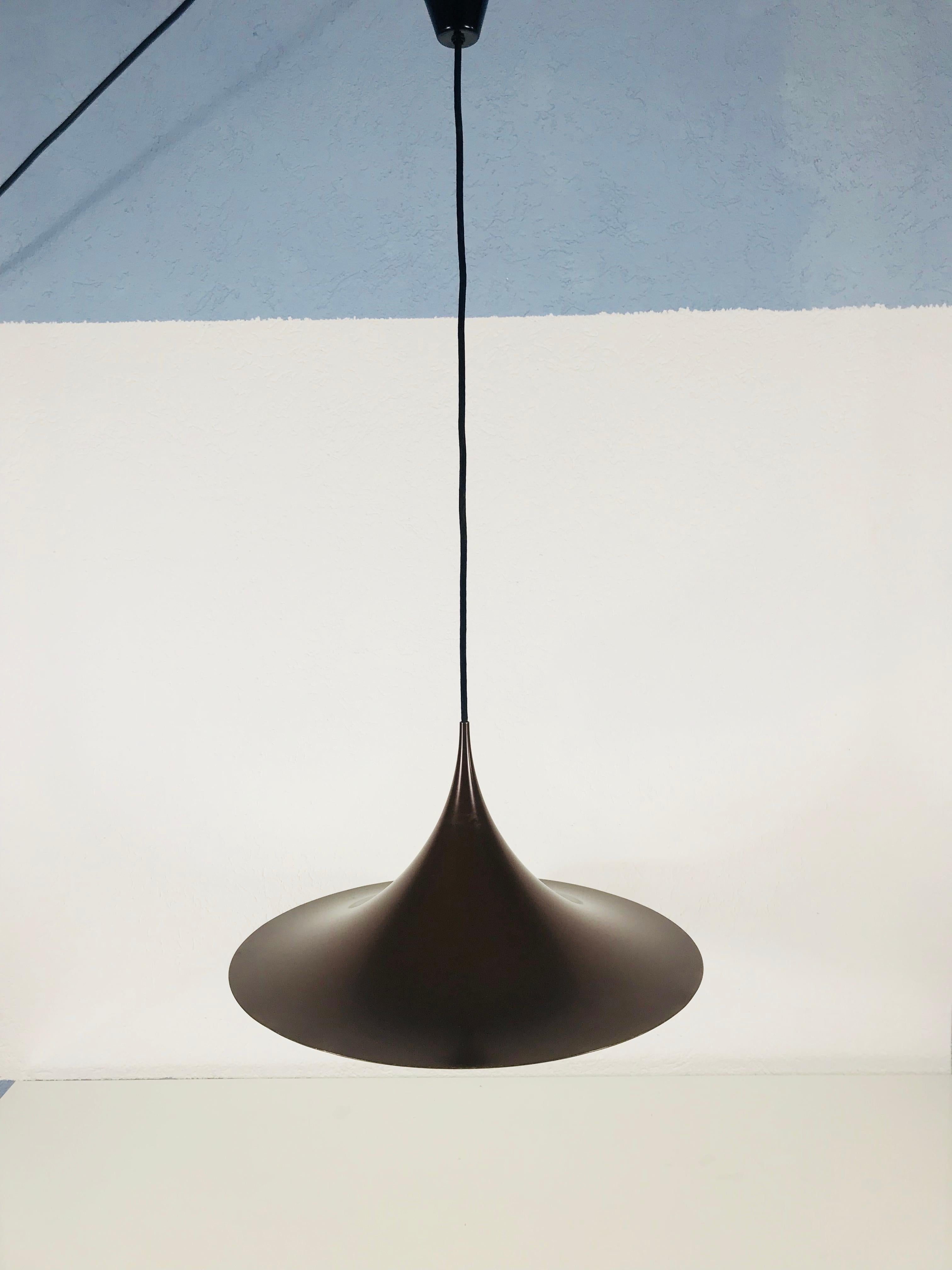Brown Round Pendant Lamp by Fog & Mørup, 1970s For Sale 1