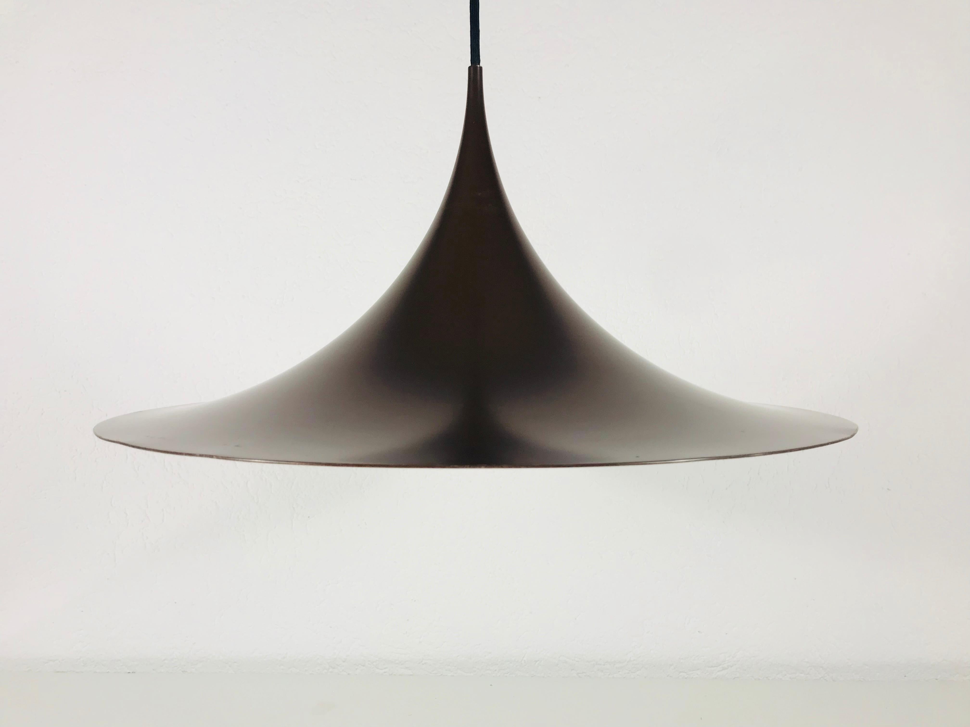 Brown Round Pendant Lamp by Fog & Mørup, 1970s For Sale 2