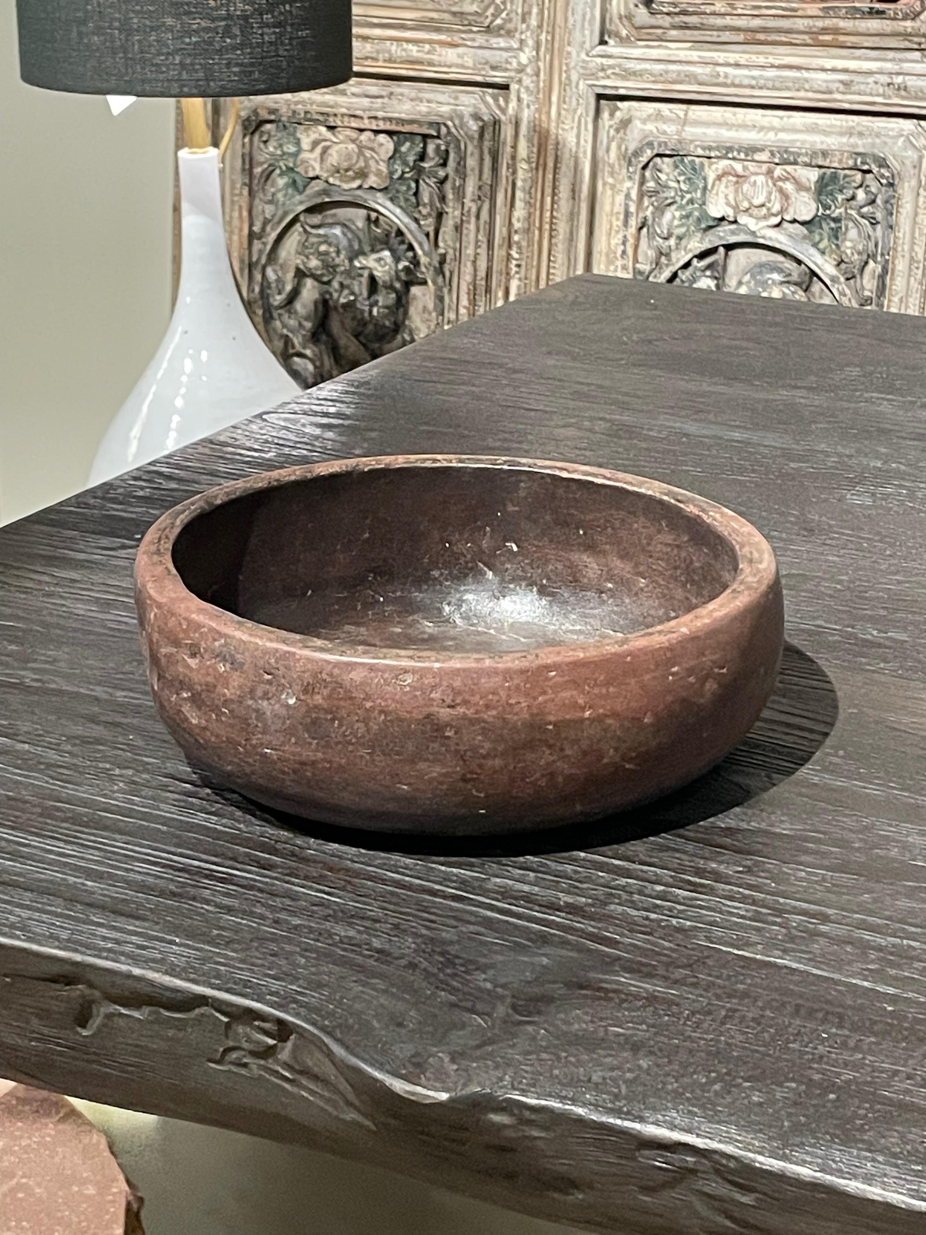 Indonesian Brown Round Stone Bowl, Indonesia, 19th Century For Sale