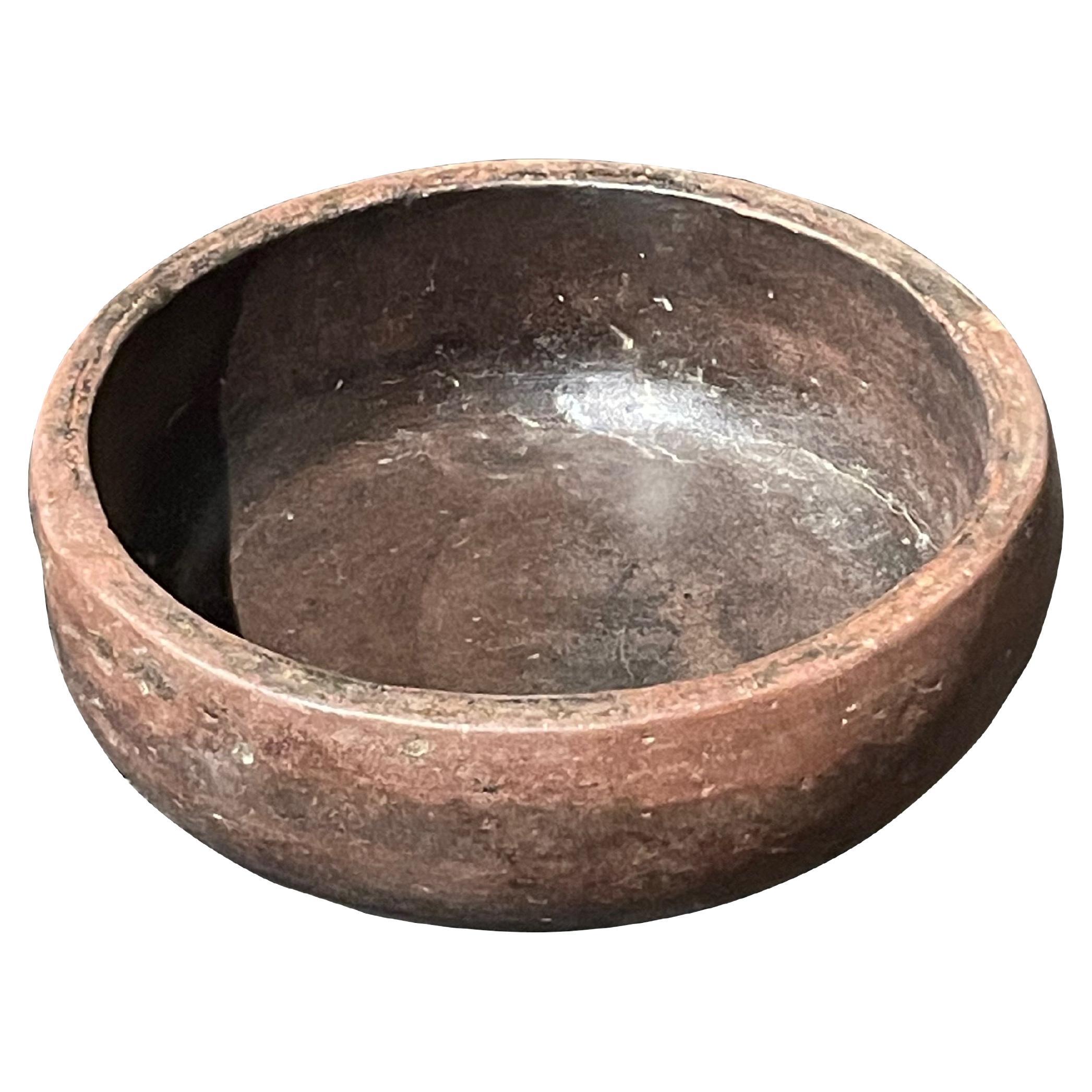 Brown Round Stone Bowl, Indonesia, 19th Century For Sale