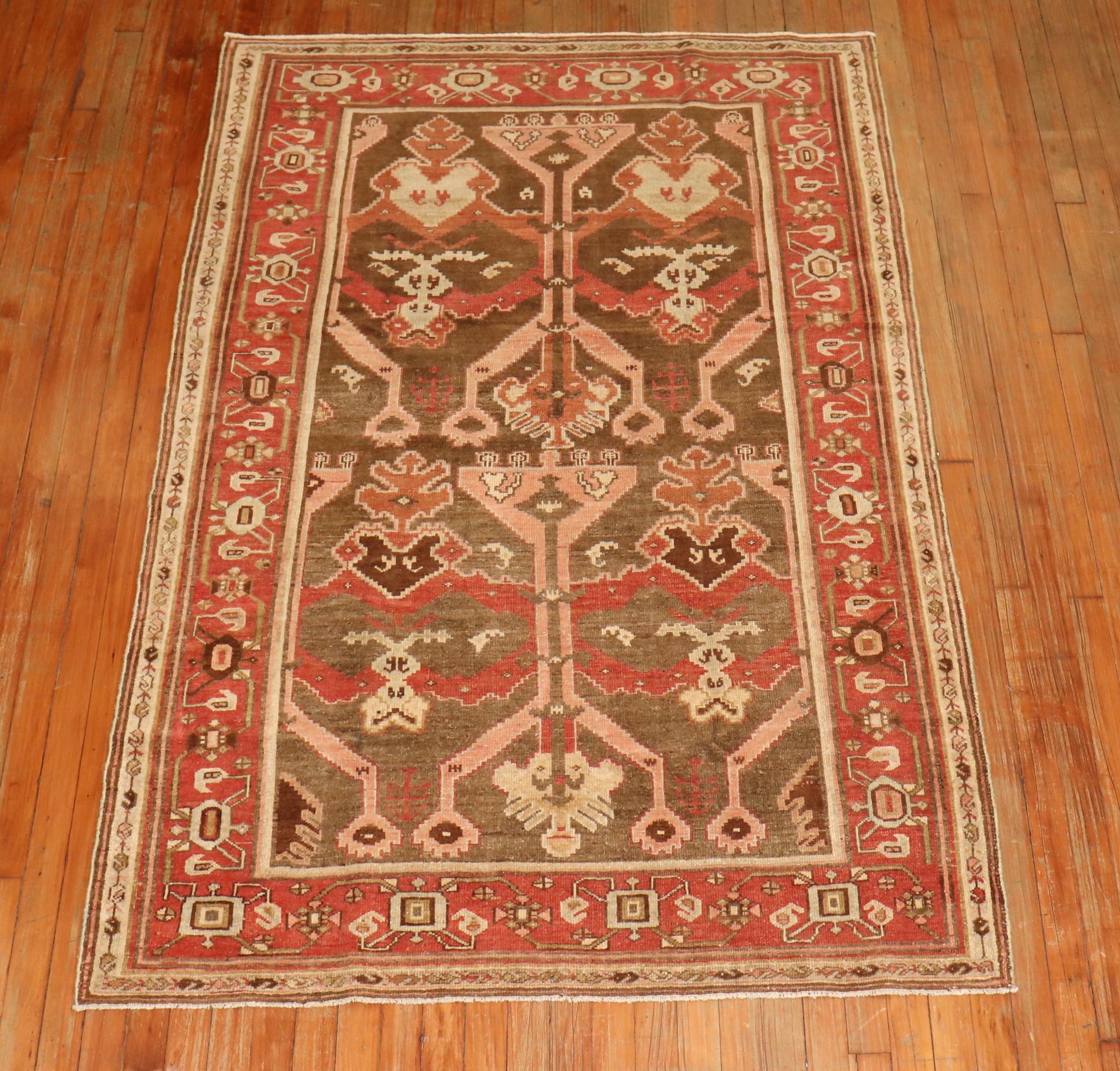 Wool Brown Rust Color Persian Rug For Sale