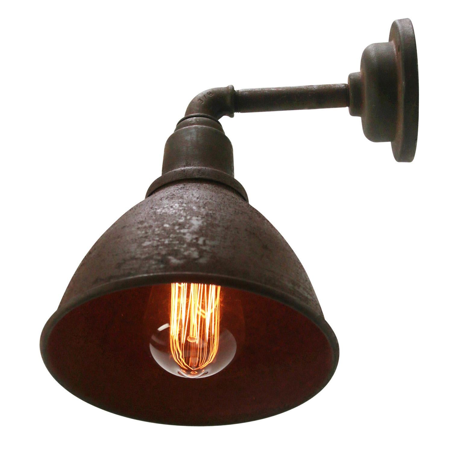 Dutch Brown Rust Iron Vintage Industrial Scones Wall Lights For Sale