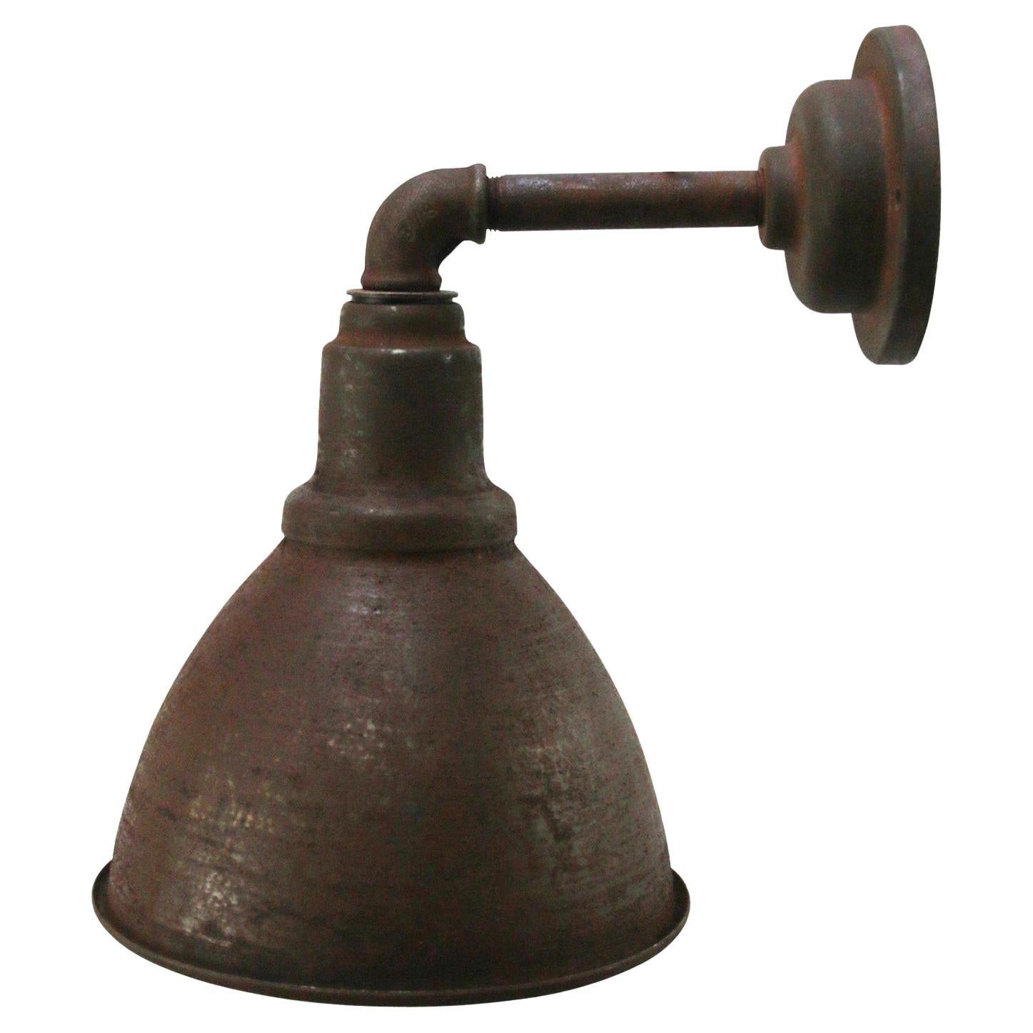 Brown Rust Iron Vintage Industrial Scones Wall Lights For Sale