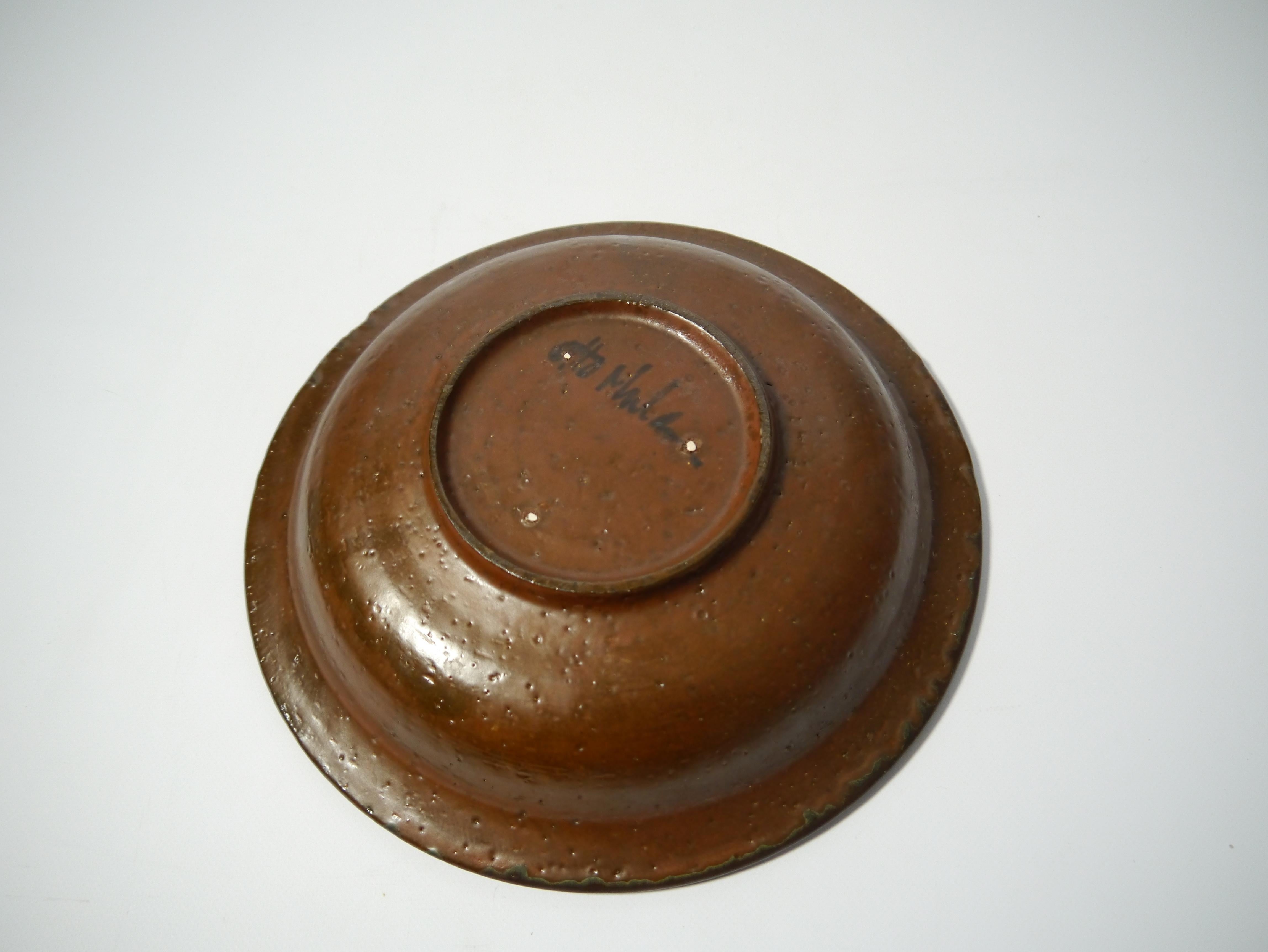 20th Century Brown Rustic Boho Chic Ceramic Platter By Otto Mulders, Norway 1970s For Sale