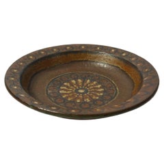 Vintage Brown Rustic Boho Chic Ceramic Platter By Otto Mulders, Norway 1970s