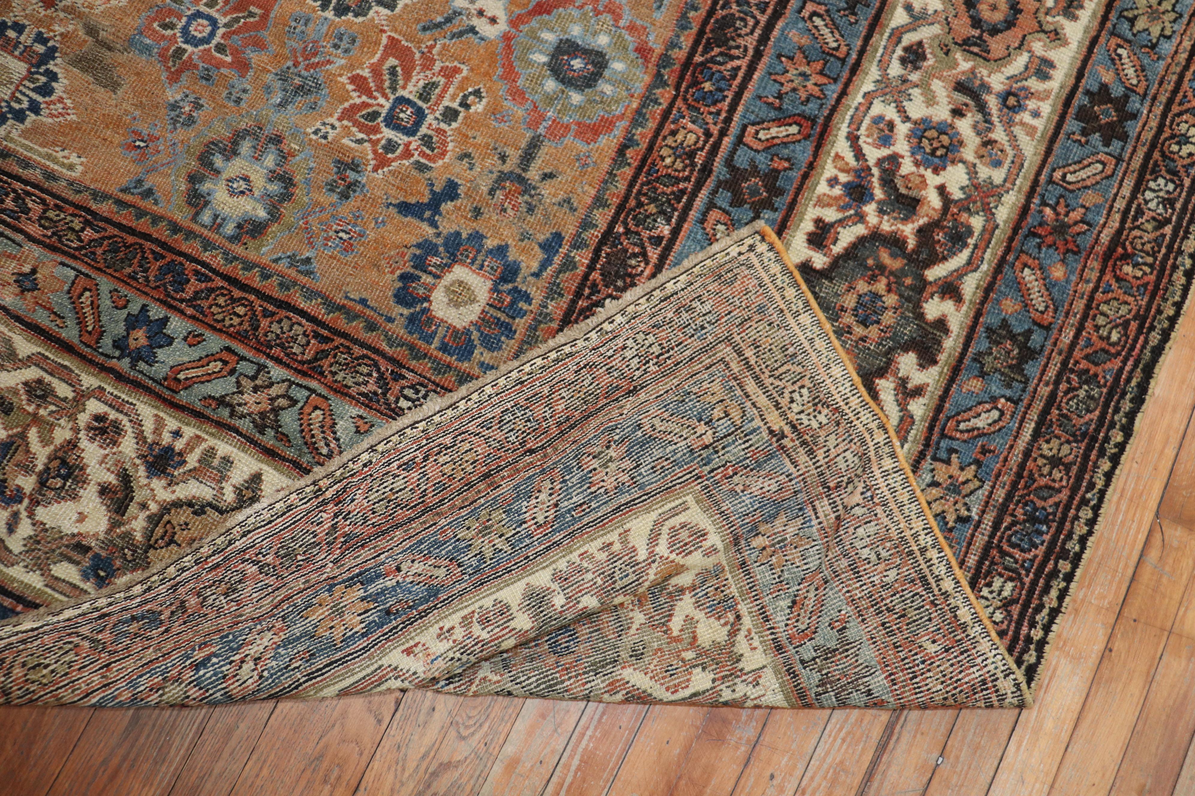 XX secolo Tappeto Zabihi Collection Marrone Rustico Oversize Antico Persiano Mahal in vendita