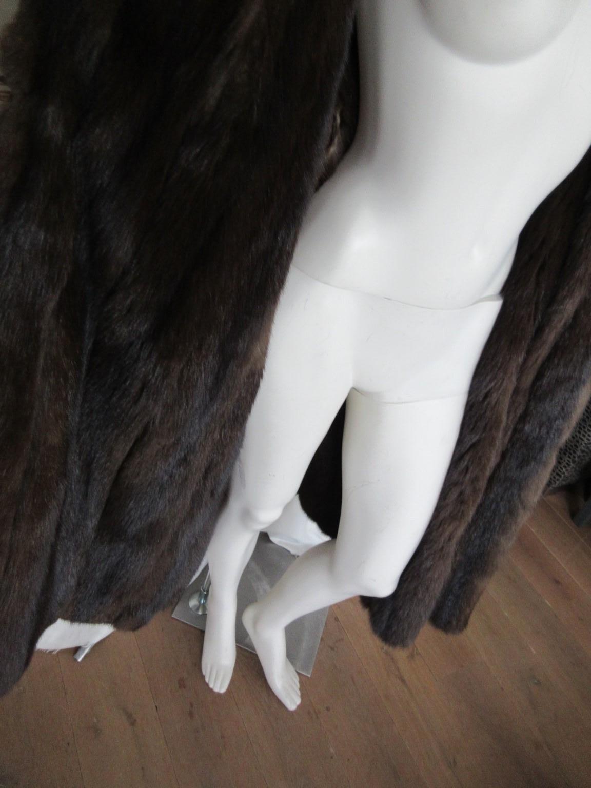Brown Sable Fur Leather Coat For Sale 9