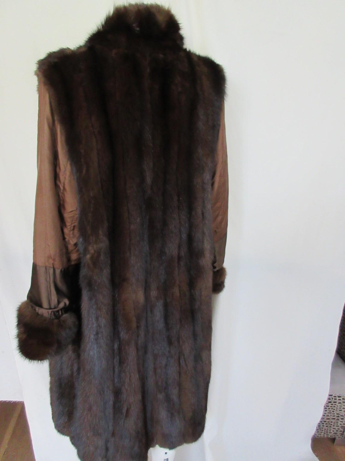 Women's or Men's Brown Sable Fur Leather Coat For Sale