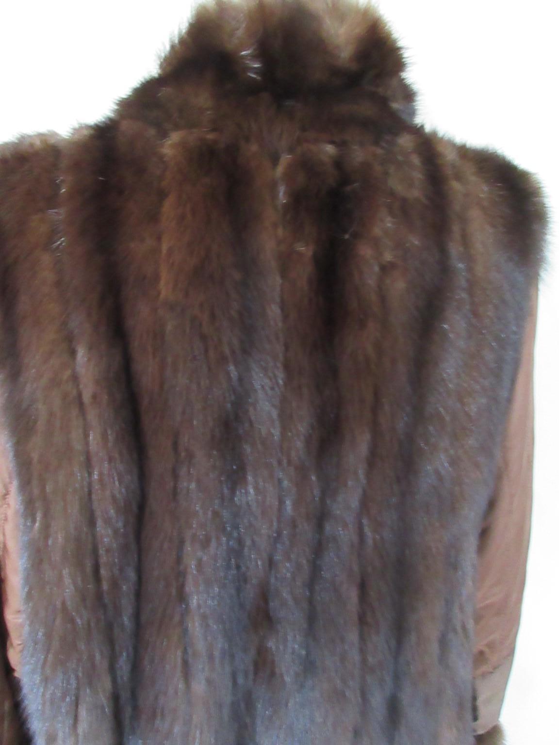 Brown Sable Fur Leather Coat For Sale 1
