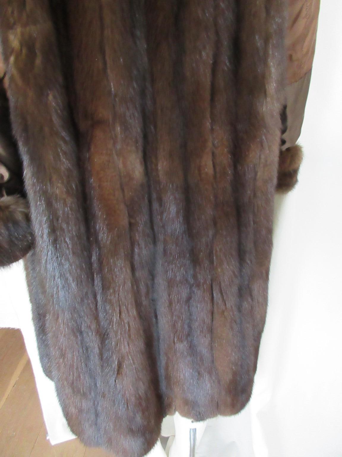 Brown Sable Fur Leather Coat For Sale 2