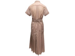 Robe plissée à manches courtes Sacai marron, modèle de créateur, taille 2