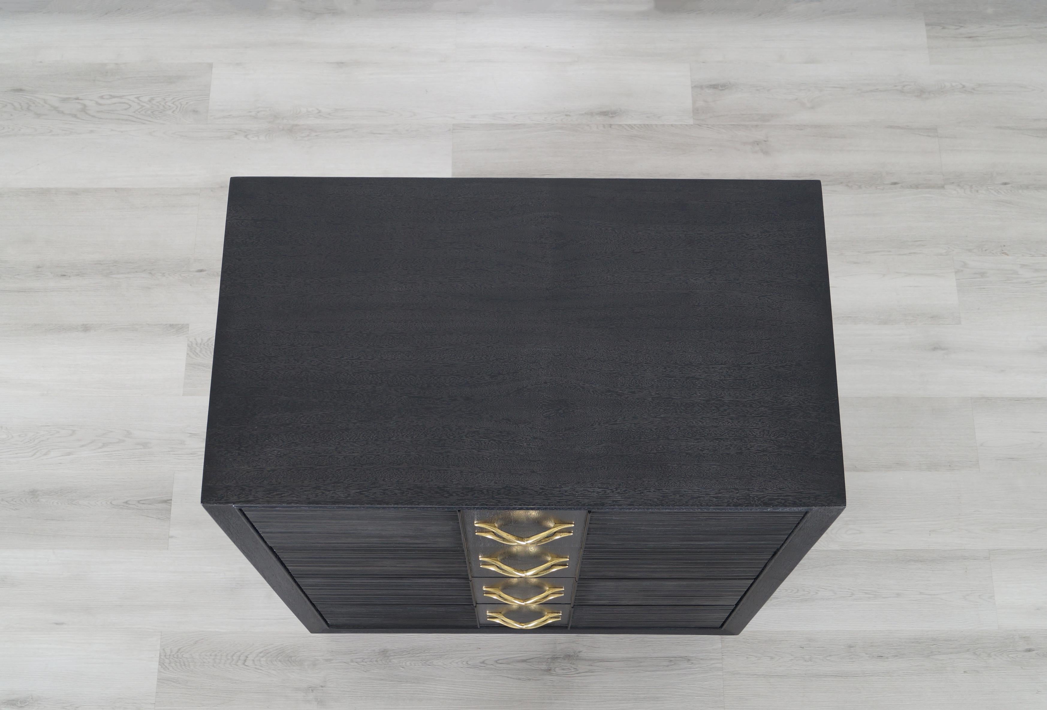 Vintage Cerused and Brass Chest of Drawers by Paul Frankl for Brown Saltman 5
