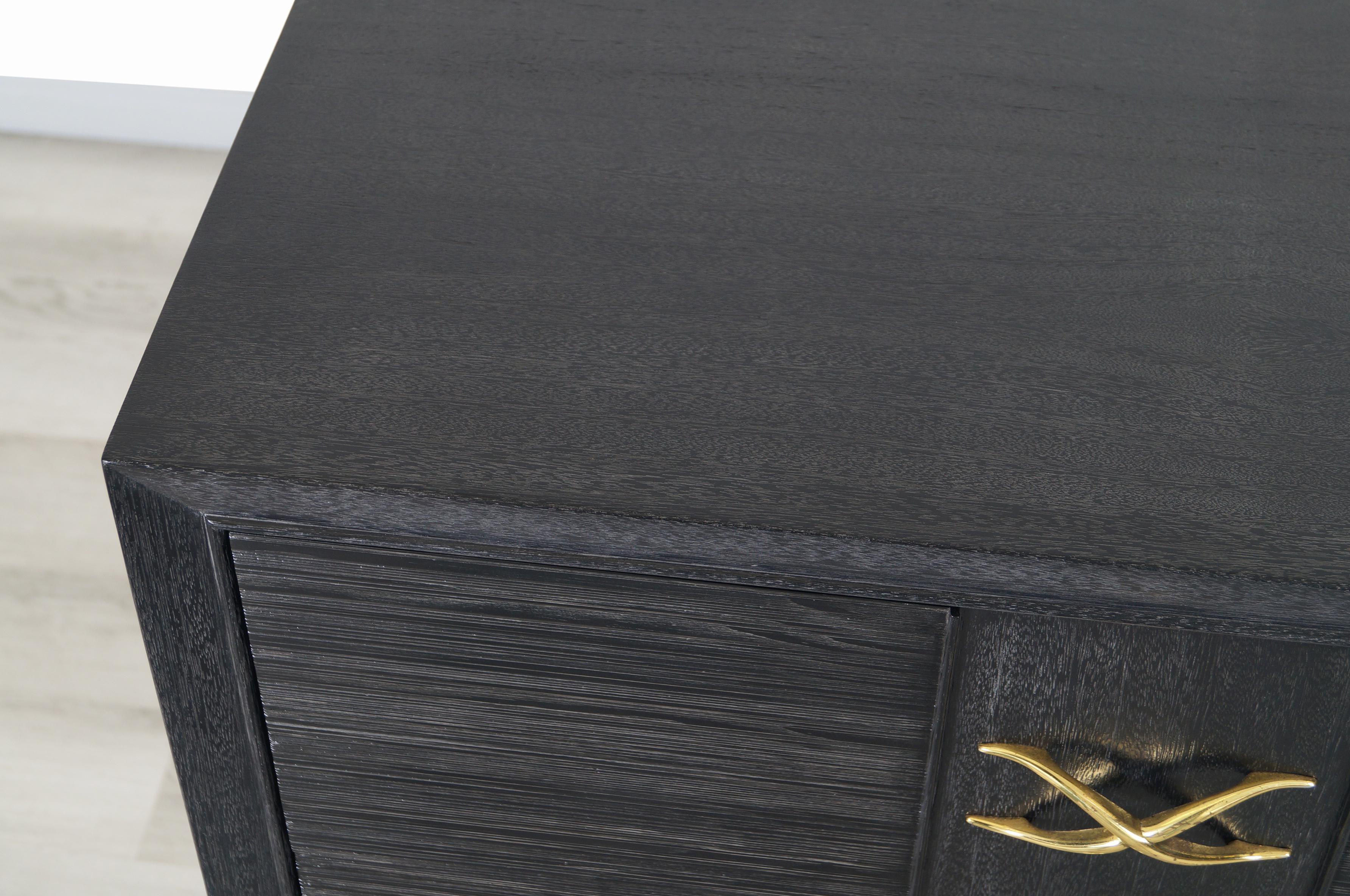 Vintage Cerused and Brass Chest of Drawers by Paul Frankl for Brown Saltman 6