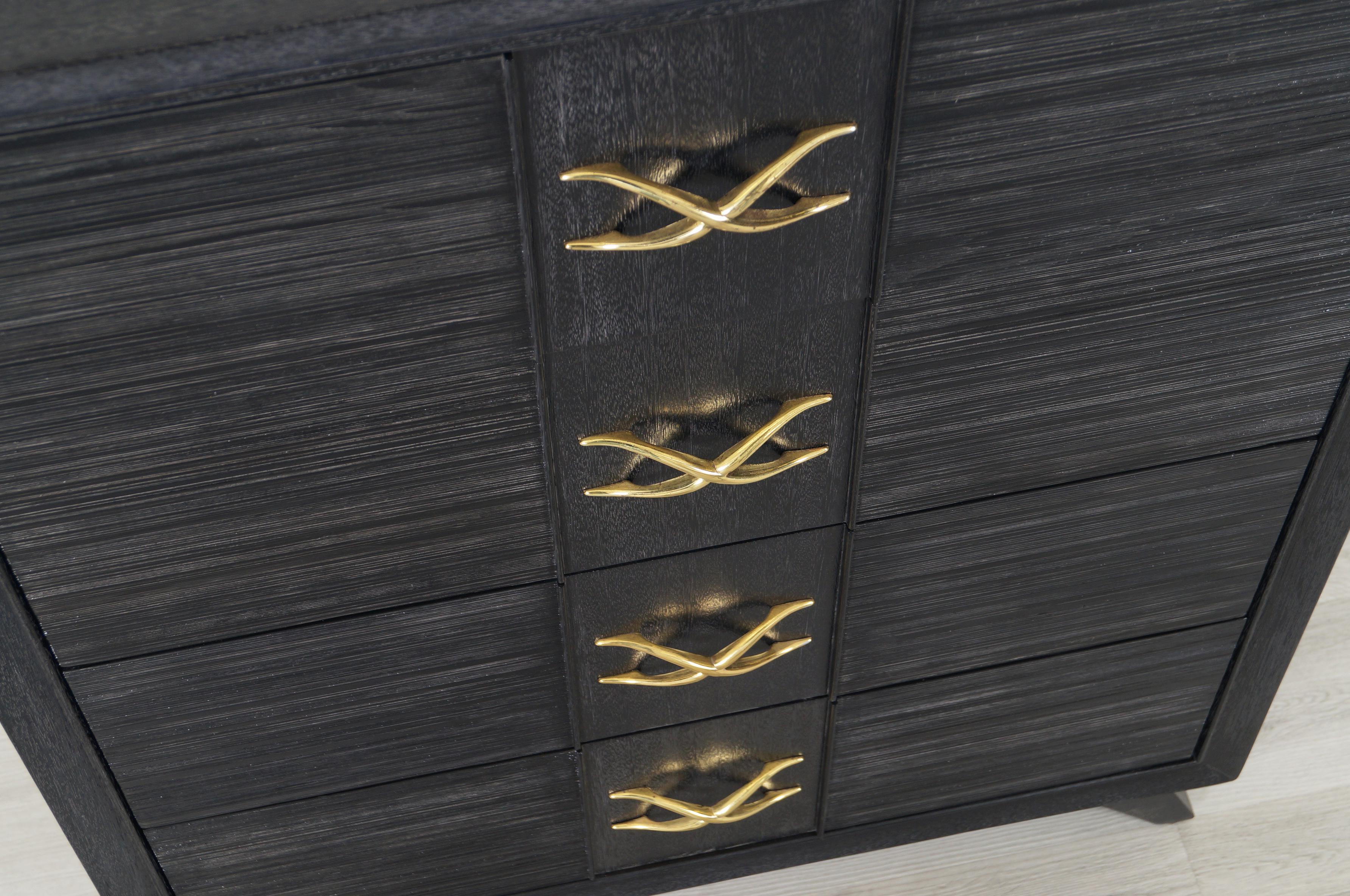 Vintage Cerused and Brass Chest of Drawers by Paul Frankl for Brown Saltman 7