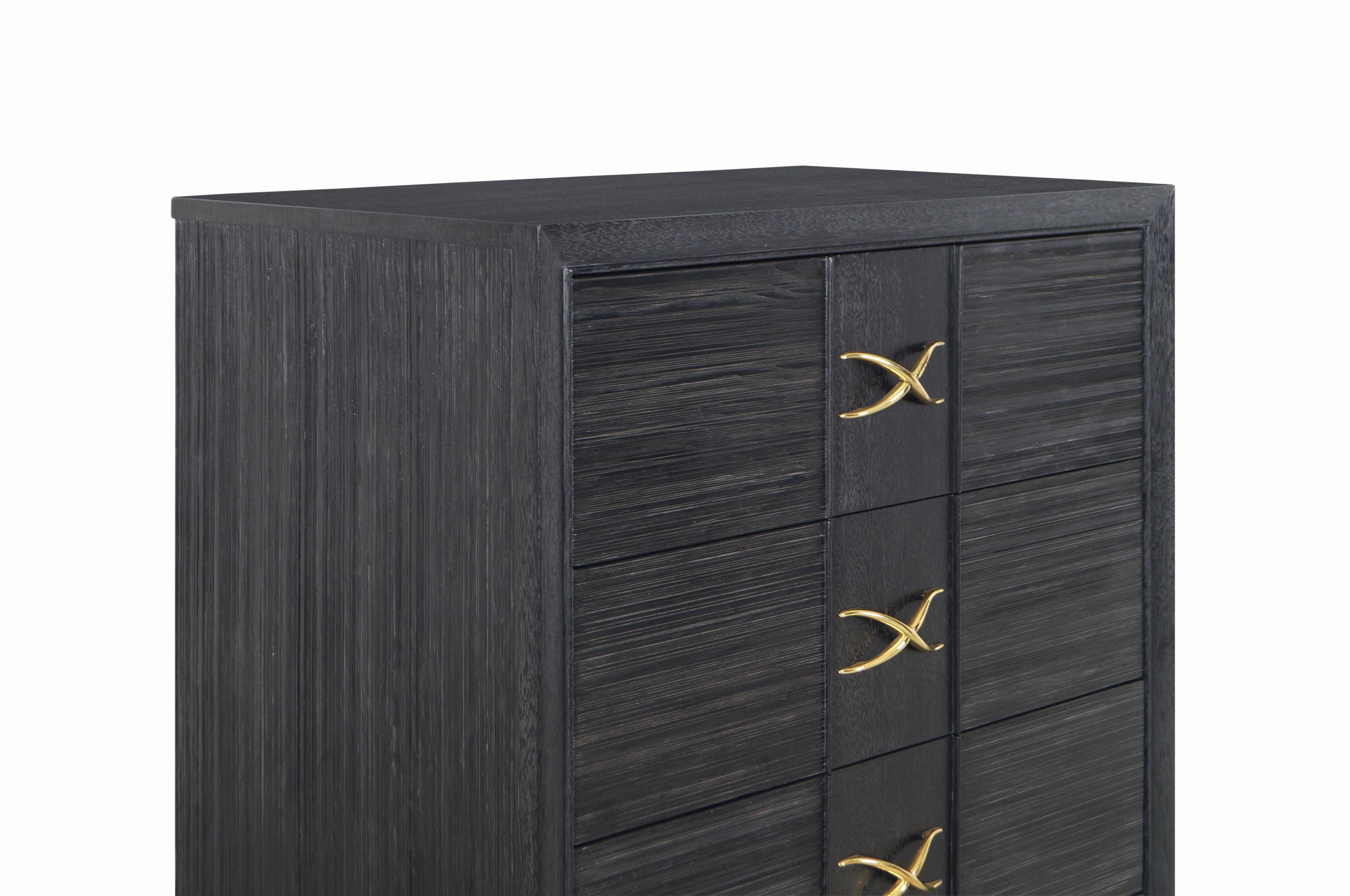 American Vintage Cerused and Brass Chest of Drawers by Paul Frankl for Brown Saltman