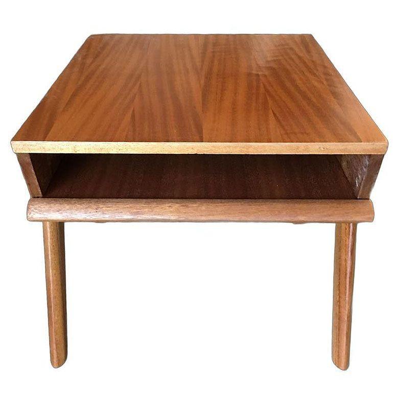 American Brown-Saltman Magazine Tray Side Table by John Keal, Pair For Sale