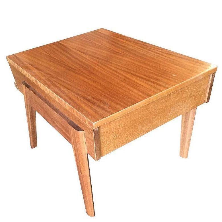 Teak Brown-Saltman Magazine Tray Side Table by John Keal, Pair For Sale