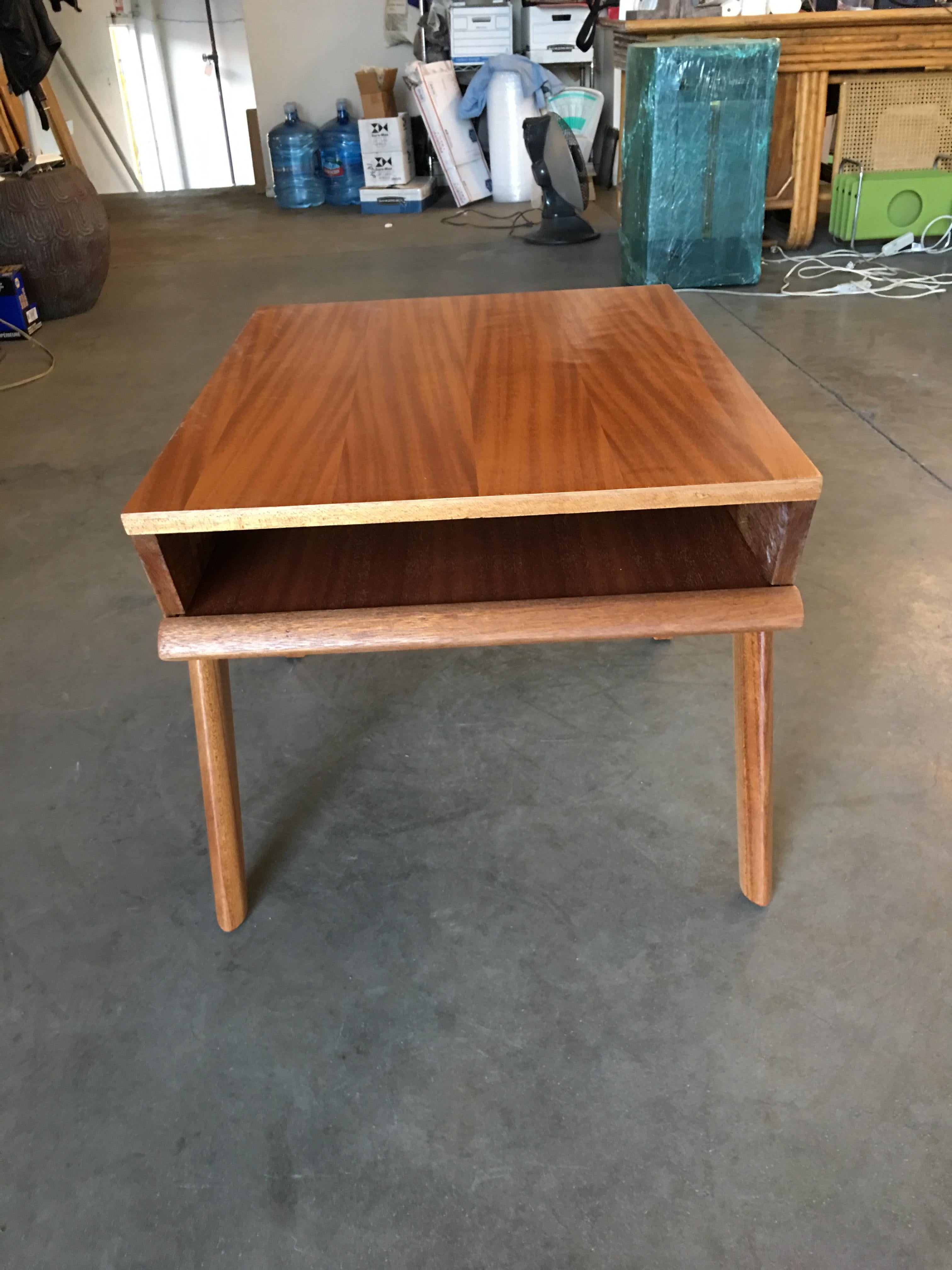 Brown-Saltman Magazine Tray Side Table by John Keal, Pair In Excellent Condition In Van Nuys, CA