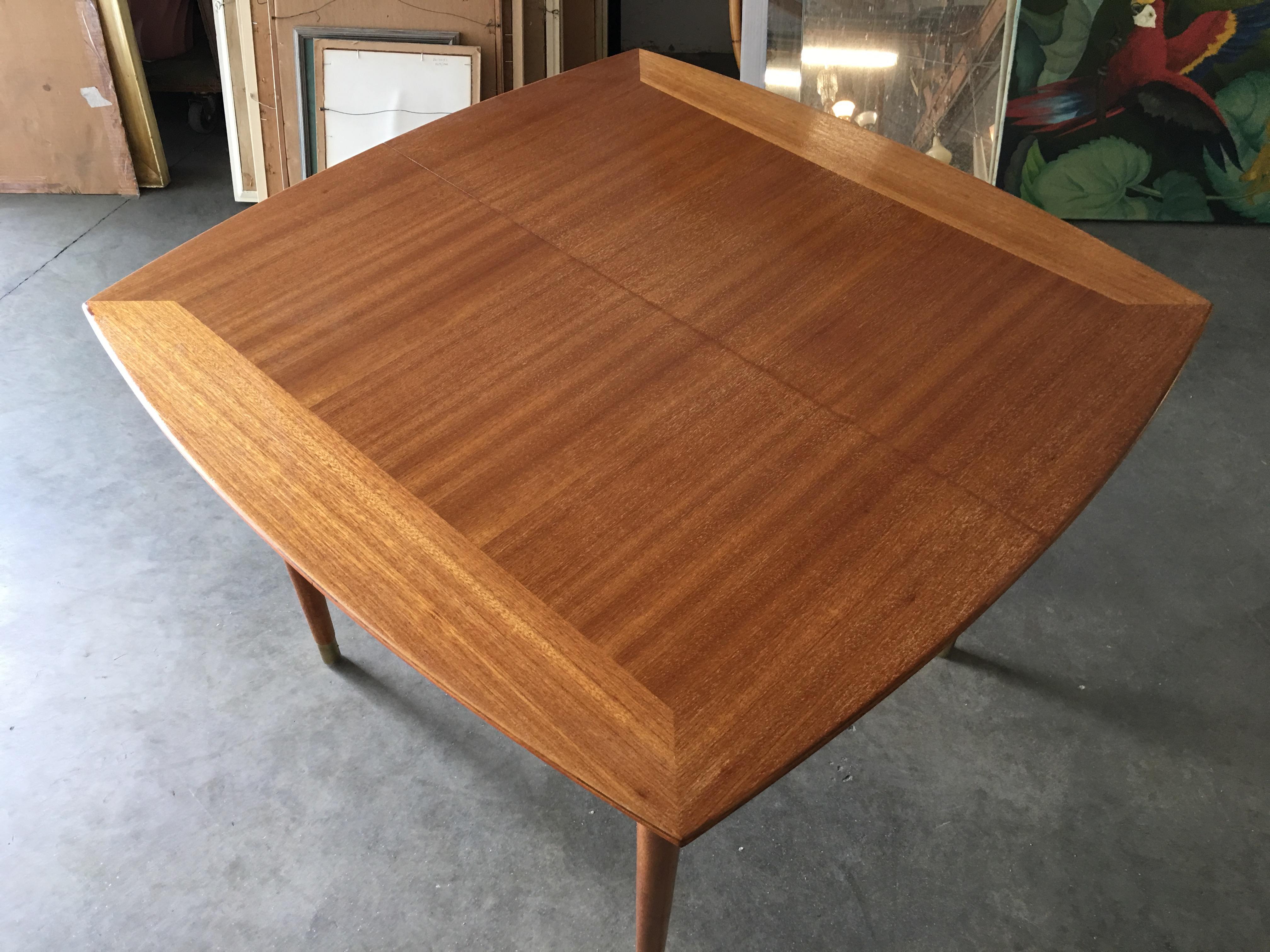 Brown Saltman Mahogany Extendable Dining Table by John Keal For Sale 2