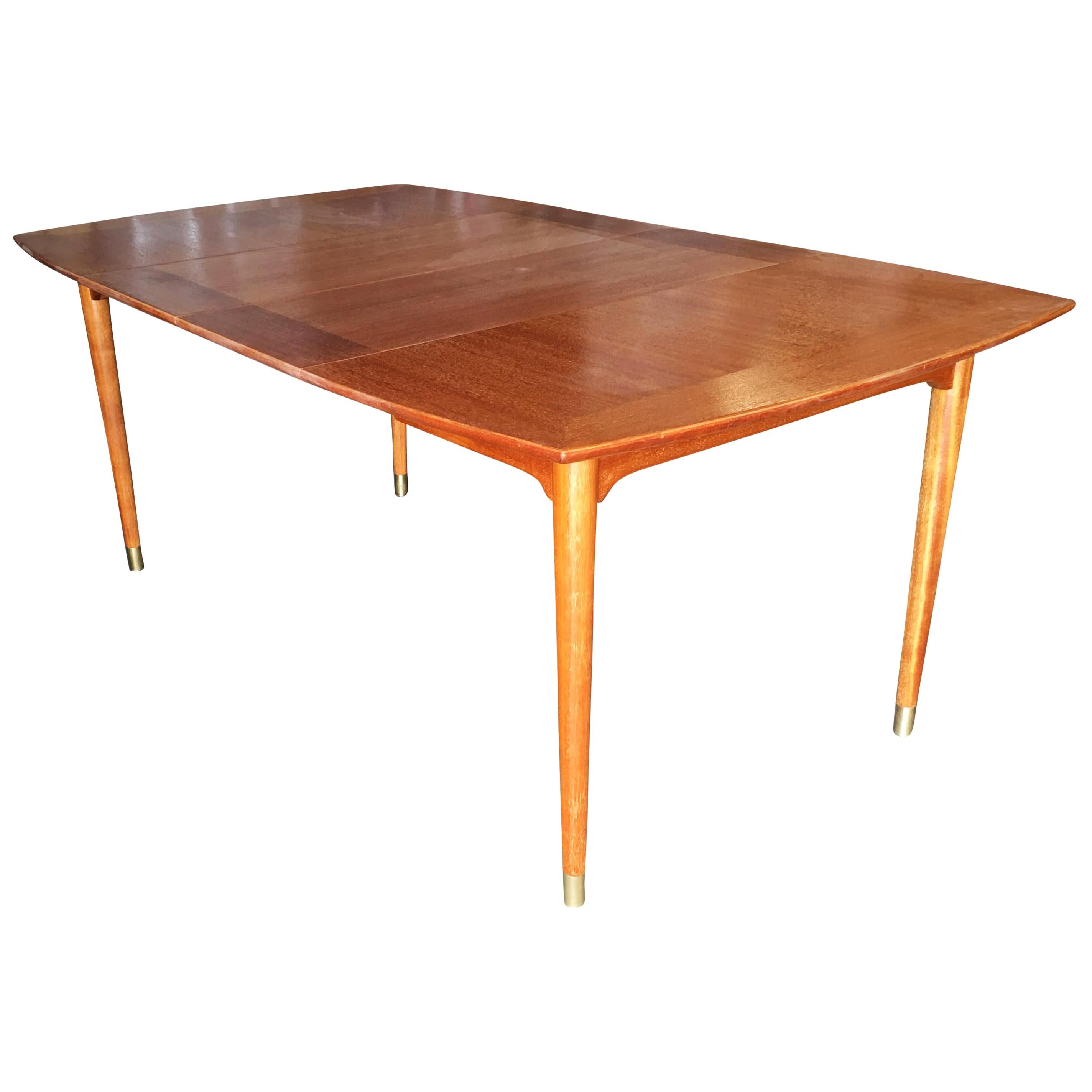 Brown Saltman Mahogany Extendable Dining Table by John Keal