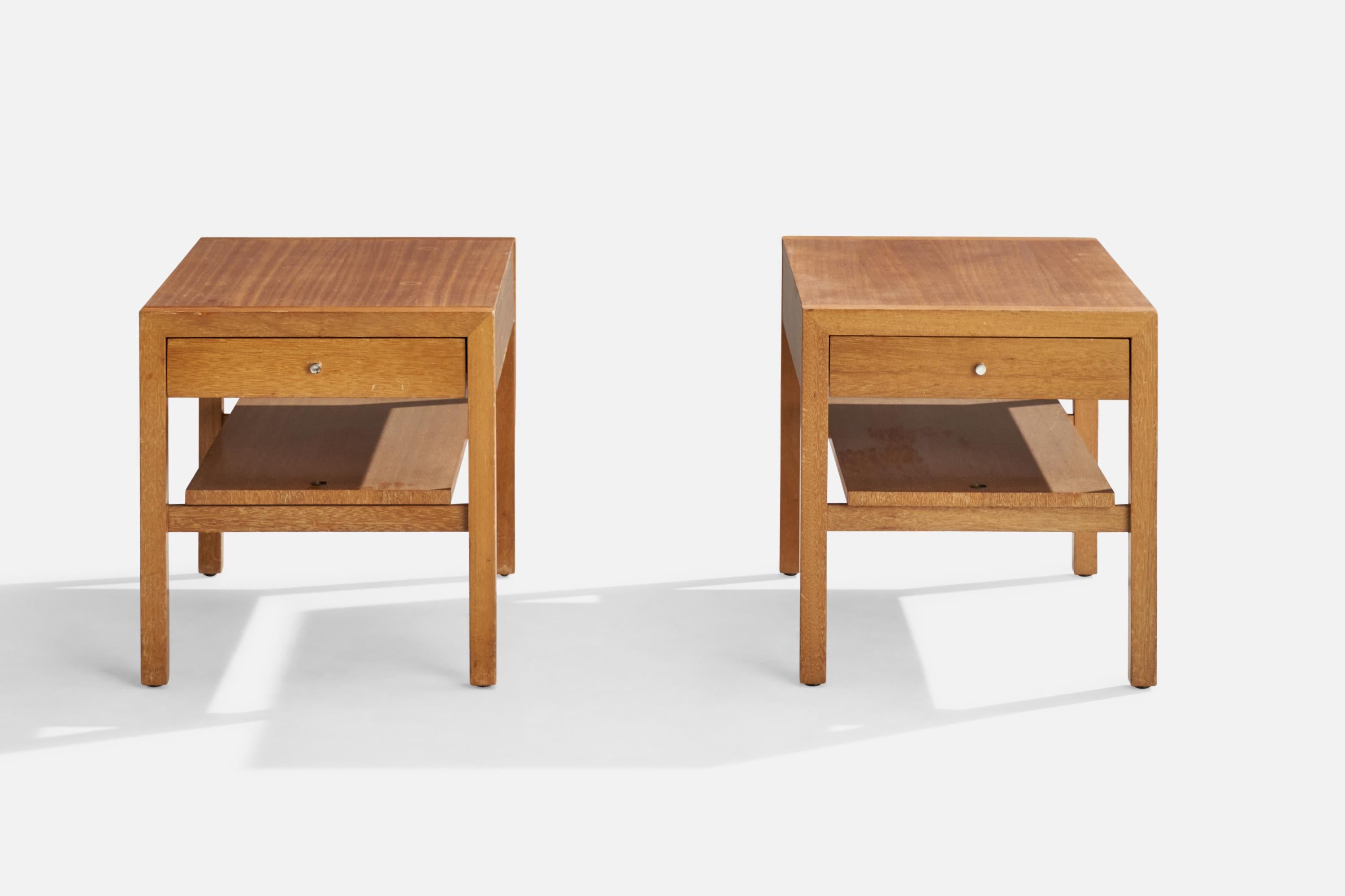 Brown Saltman, Nighstands, Wood, Metal, USA, 1950s In Fair Condition For Sale In High Point, NC