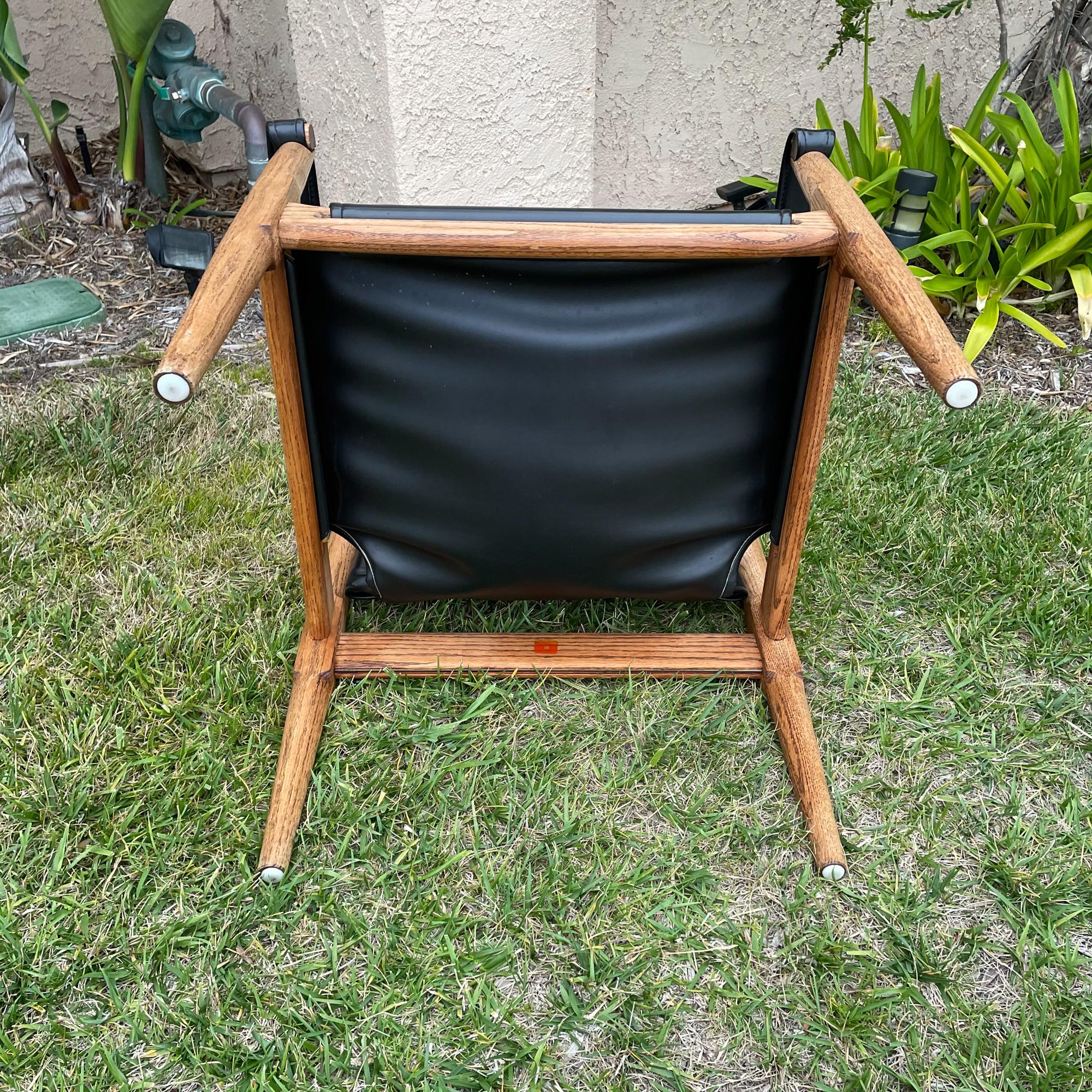 1960s Black Faux Leather Safari Sling Chairs Douglas Heaslett for Brown Saltman 5