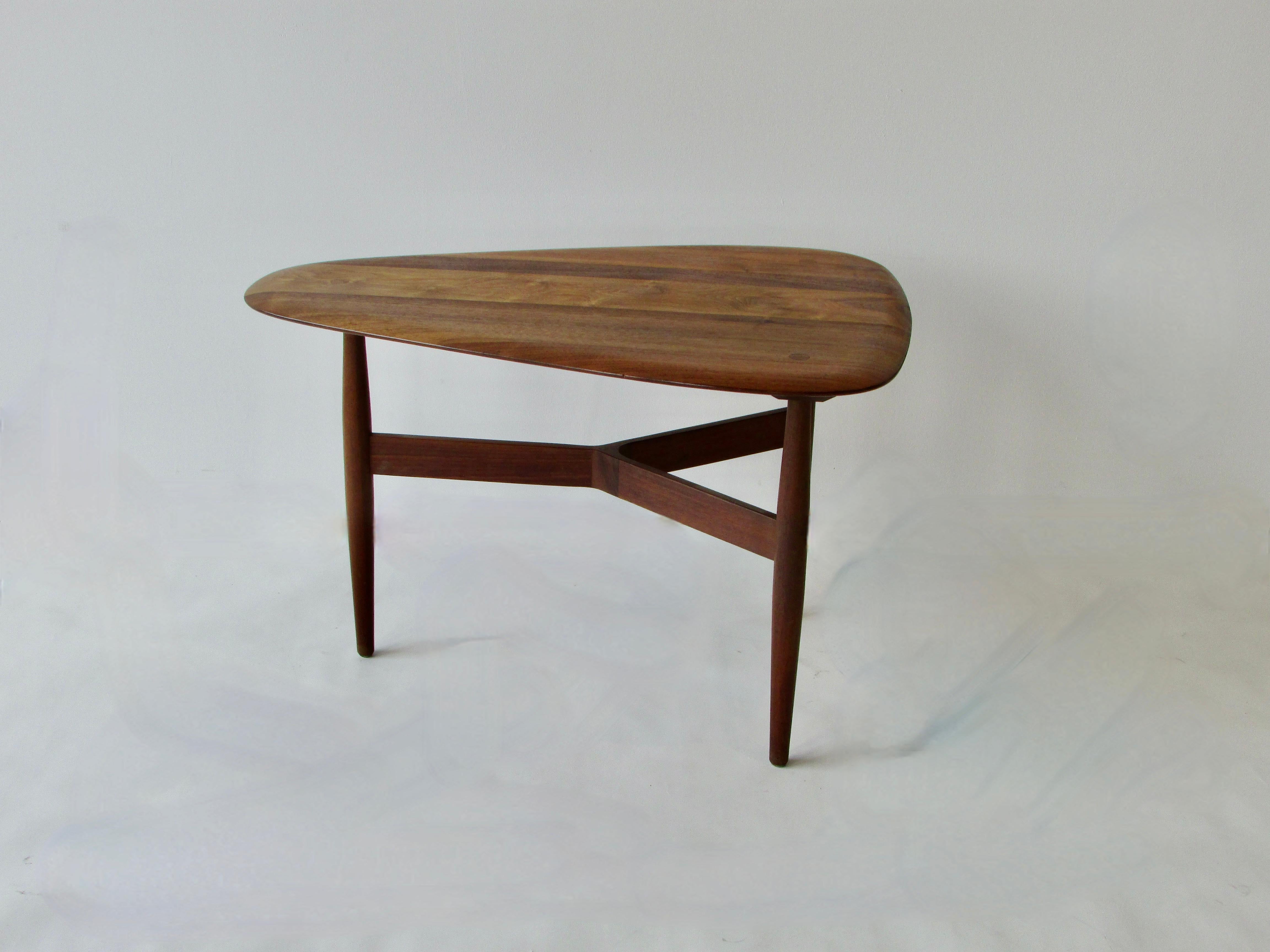 Brown Saltman Solid Walnut Side Table with Guitar Pick Top 4