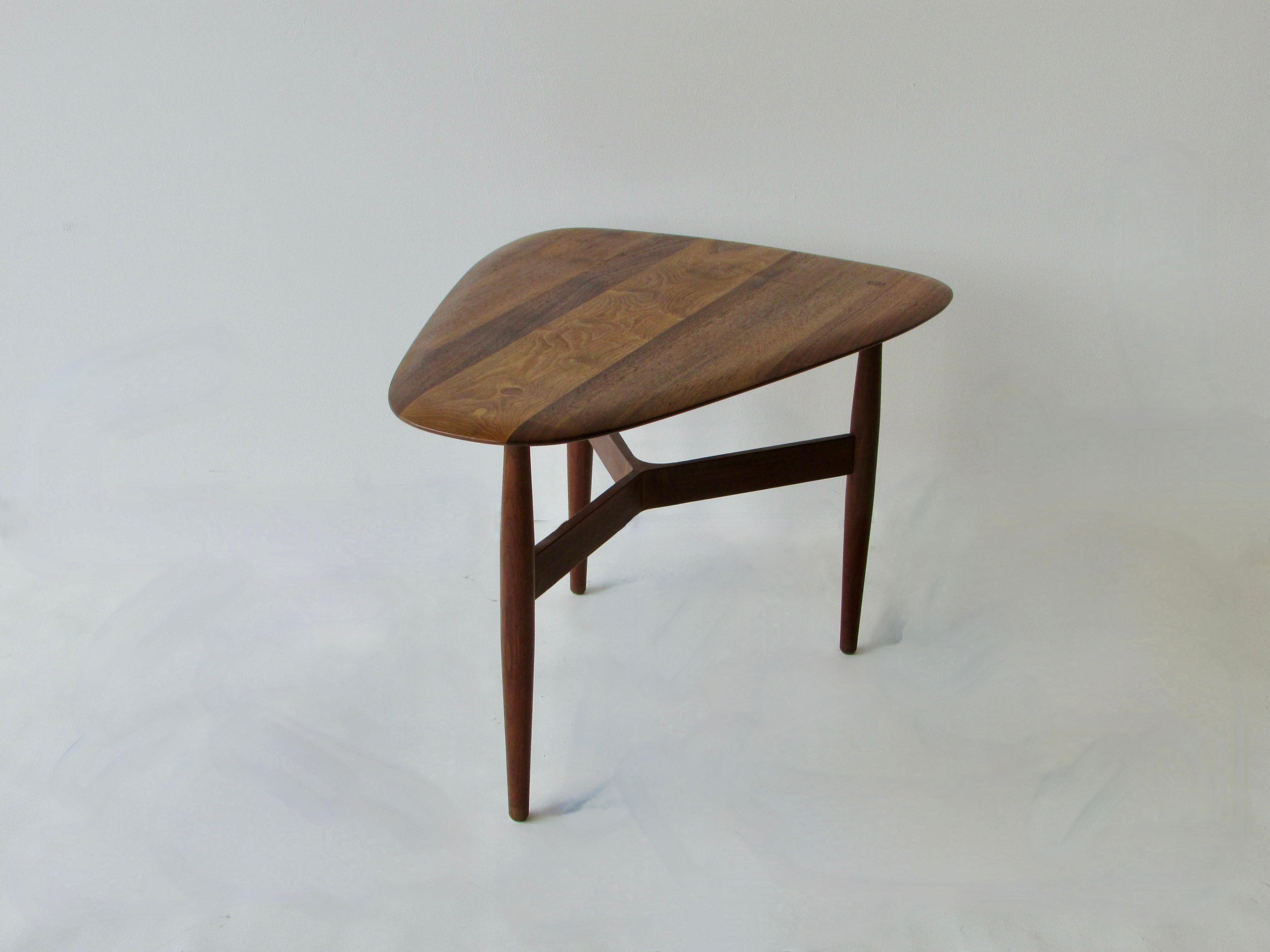 20th Century Brown Saltman Solid Walnut Side Table with Guitar Pick Top