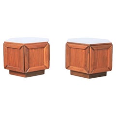 Brown Saltman Style Pair of Side Tables