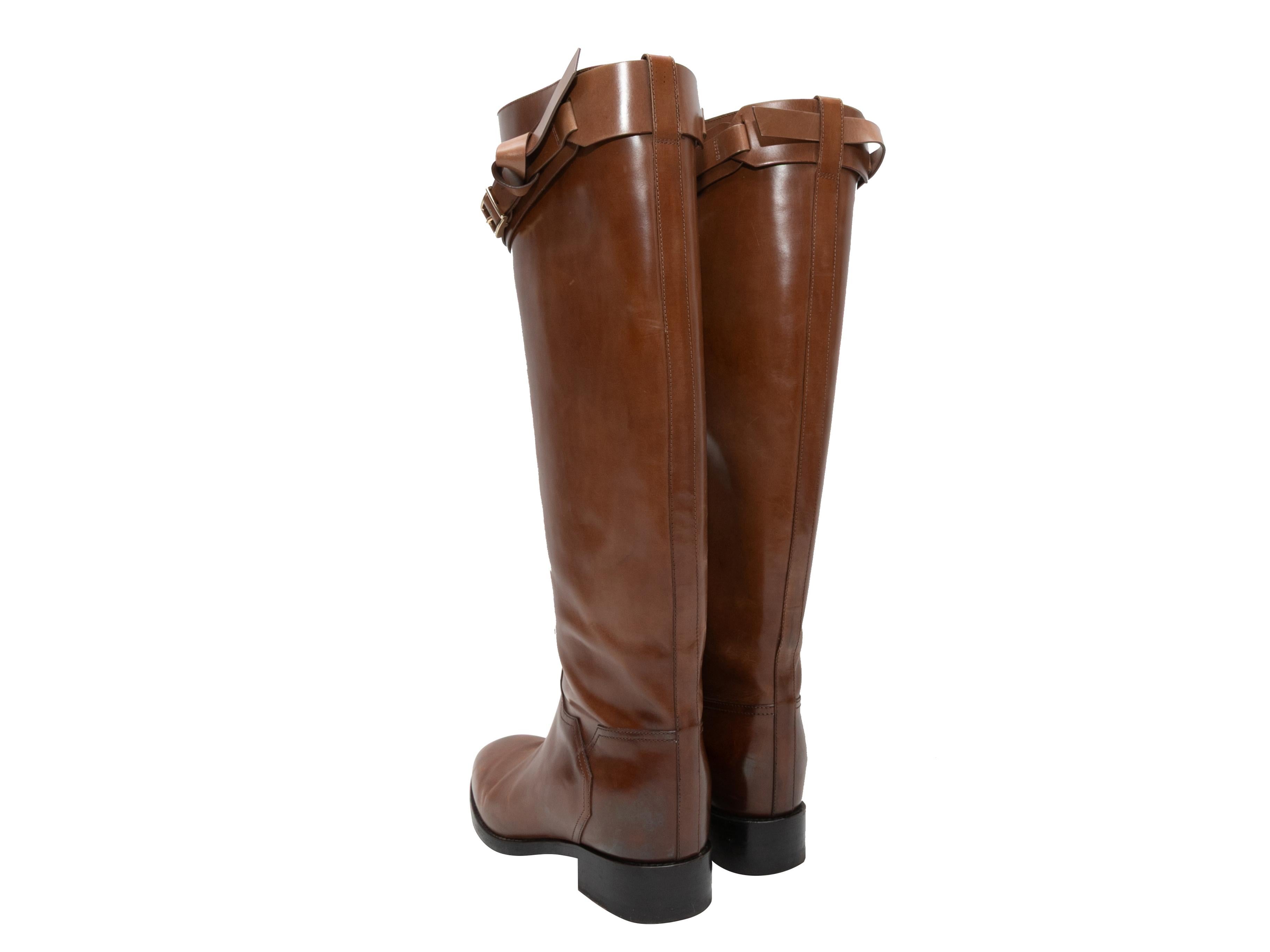 Santoni in pelle marrone con stivali al ginocchio taglia 38 In condizioni buone in vendita a New York, NY