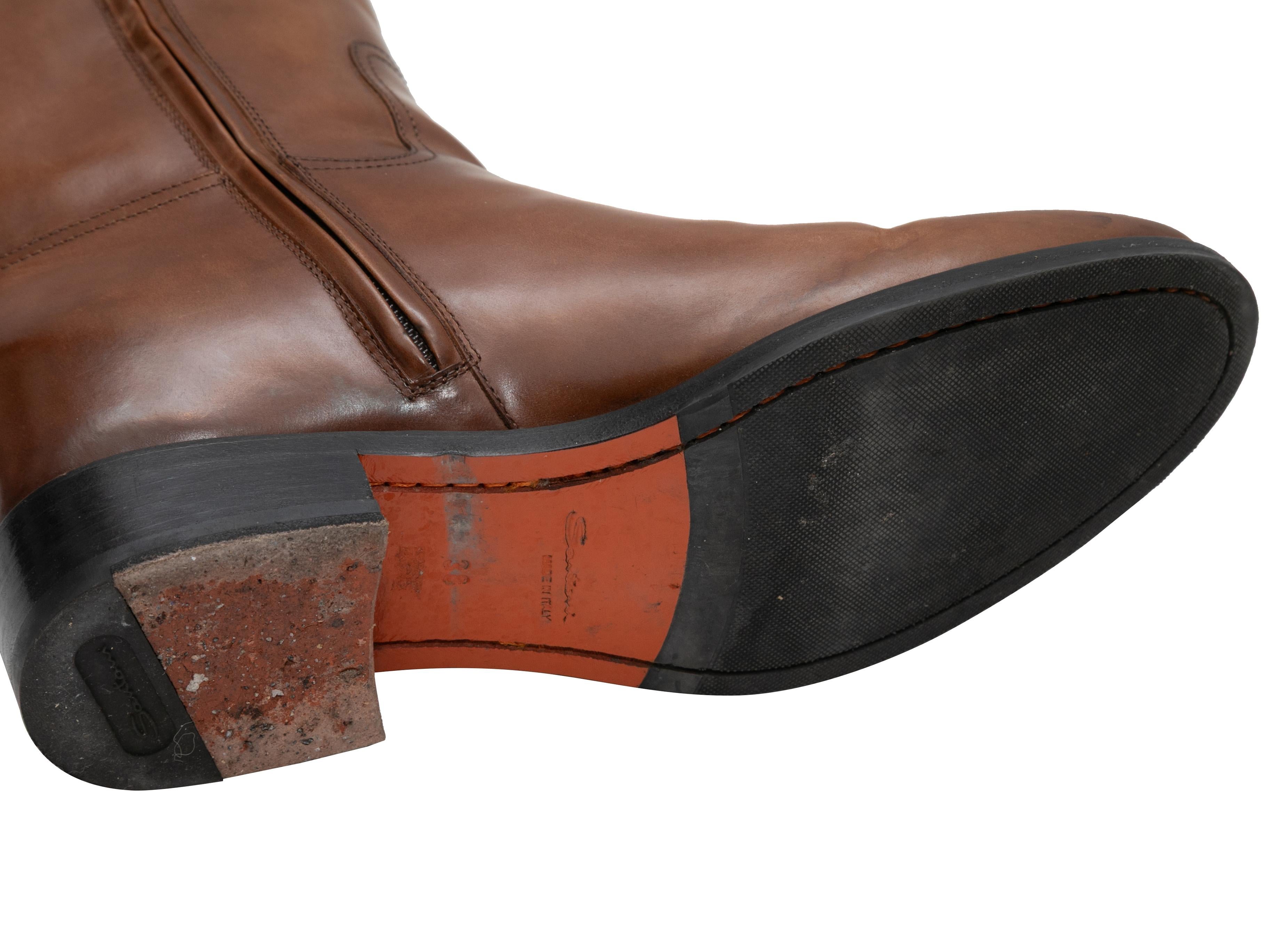 Donna Santoni in pelle marrone con stivali al ginocchio taglia 38 in vendita