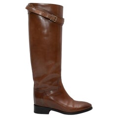 Braune kniehohe Santoni Leder Reitstiefel Größe 38