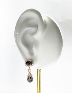 Brauner Saphir, brauner Diamant mit Diamant-Ohrringen in 18K Rose Gold Set