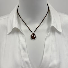 Boulder Opal Necklace with Brown Sapphire & Diamond Pendant, All 14K White Gold