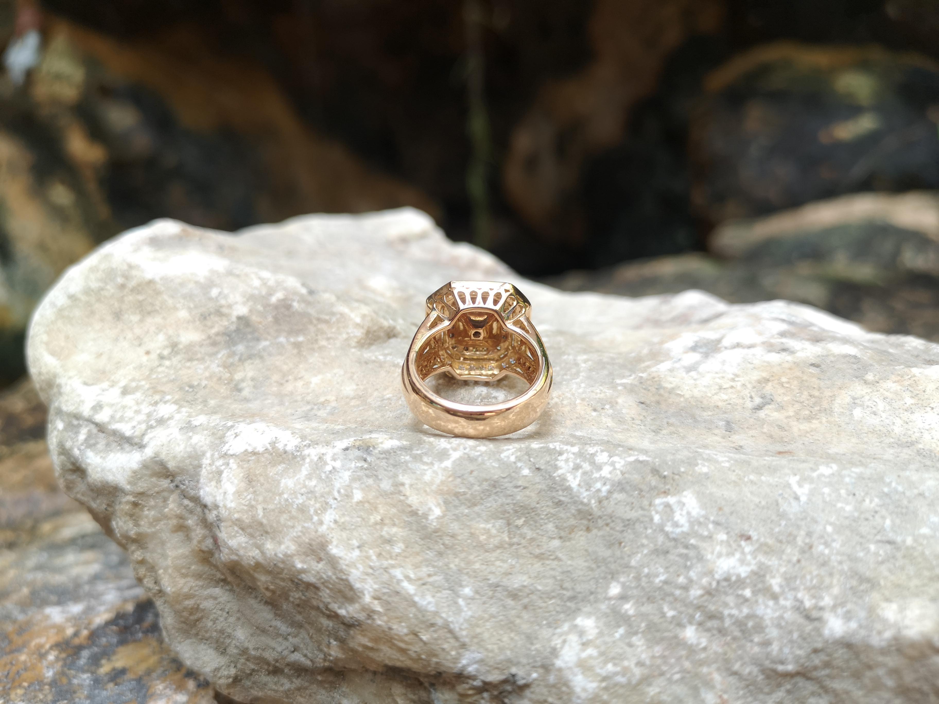 Brown Sapphire with Brown Diamond and Diamond Ring Set in 18 Karat Rose Gold For Sale 3