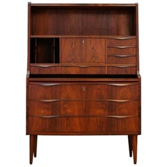 Brown Secretaire Danish Design Rosewood Vintage, 1970s