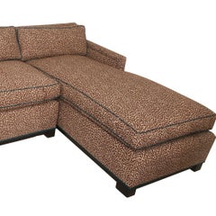 Brown Sectional in Custom Sister Parish Fabric and Trim