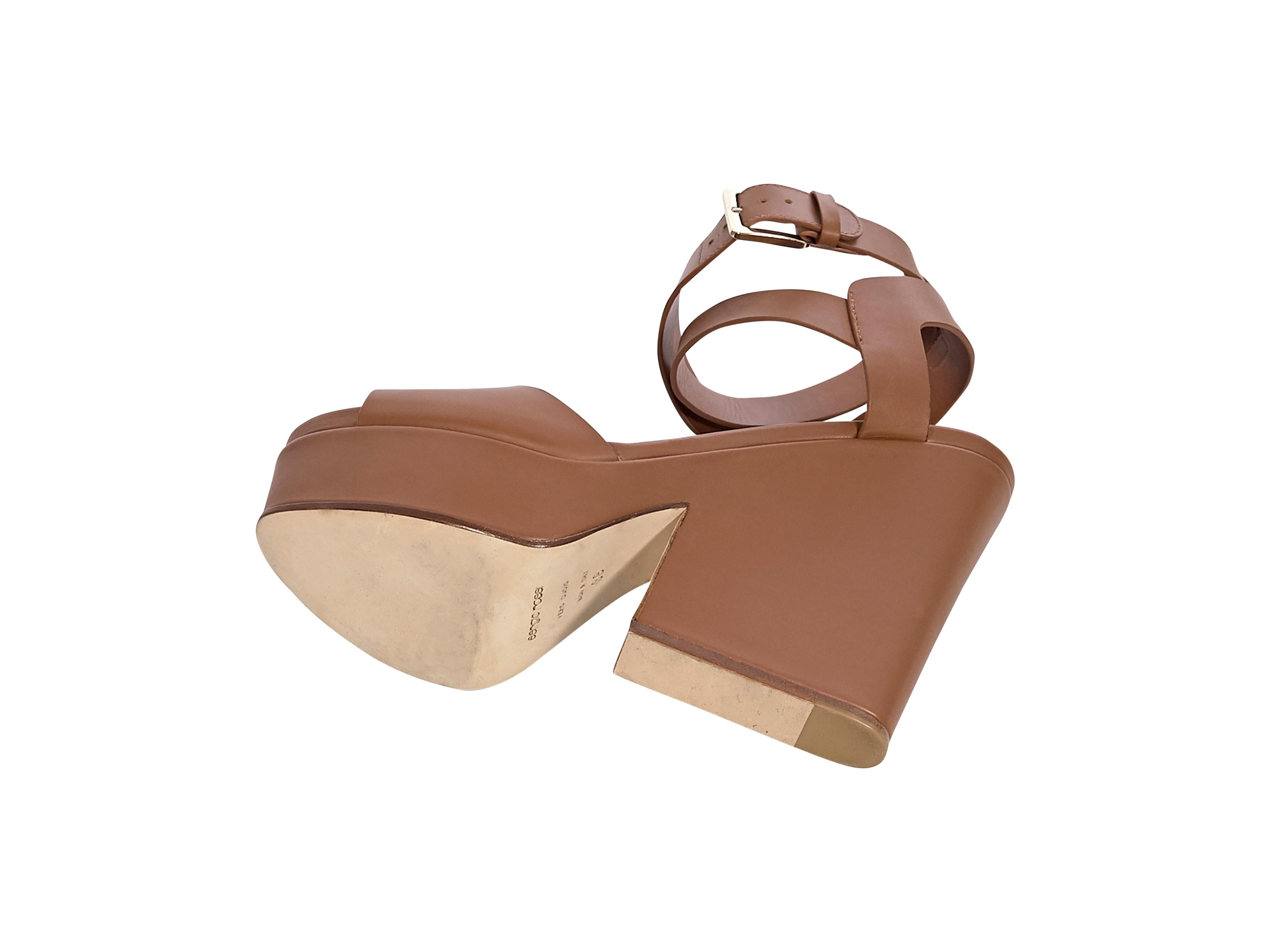 Women's Sergio Rossi Brown Leather Platform Sandals
