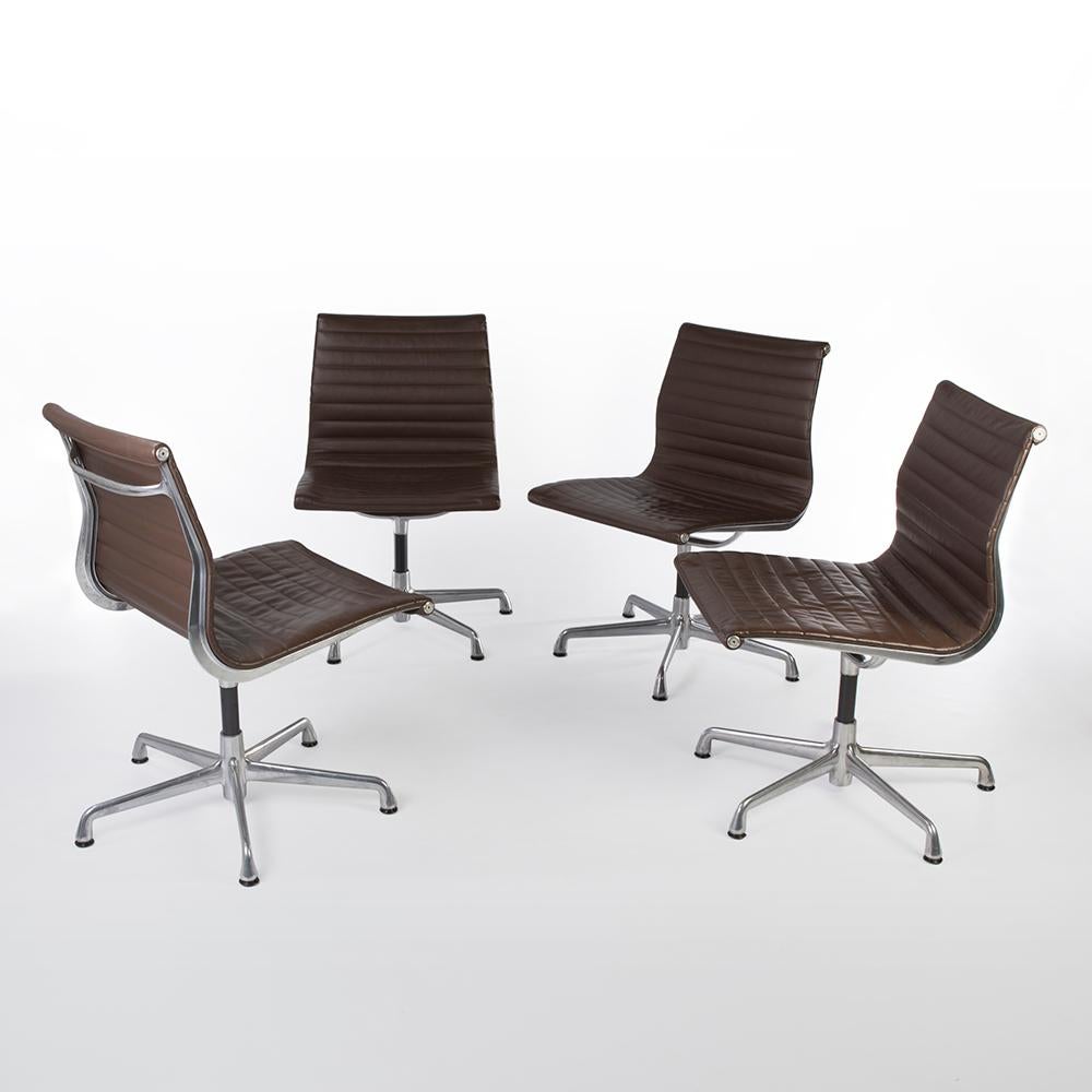 The Eames Aluminium group have become some of the most famous office based furniture known. Their popularity saw many variations arise and amongst them is this EA330 'Meeting' chair. Finished in gorgeous chocolate brown leather and sporting the