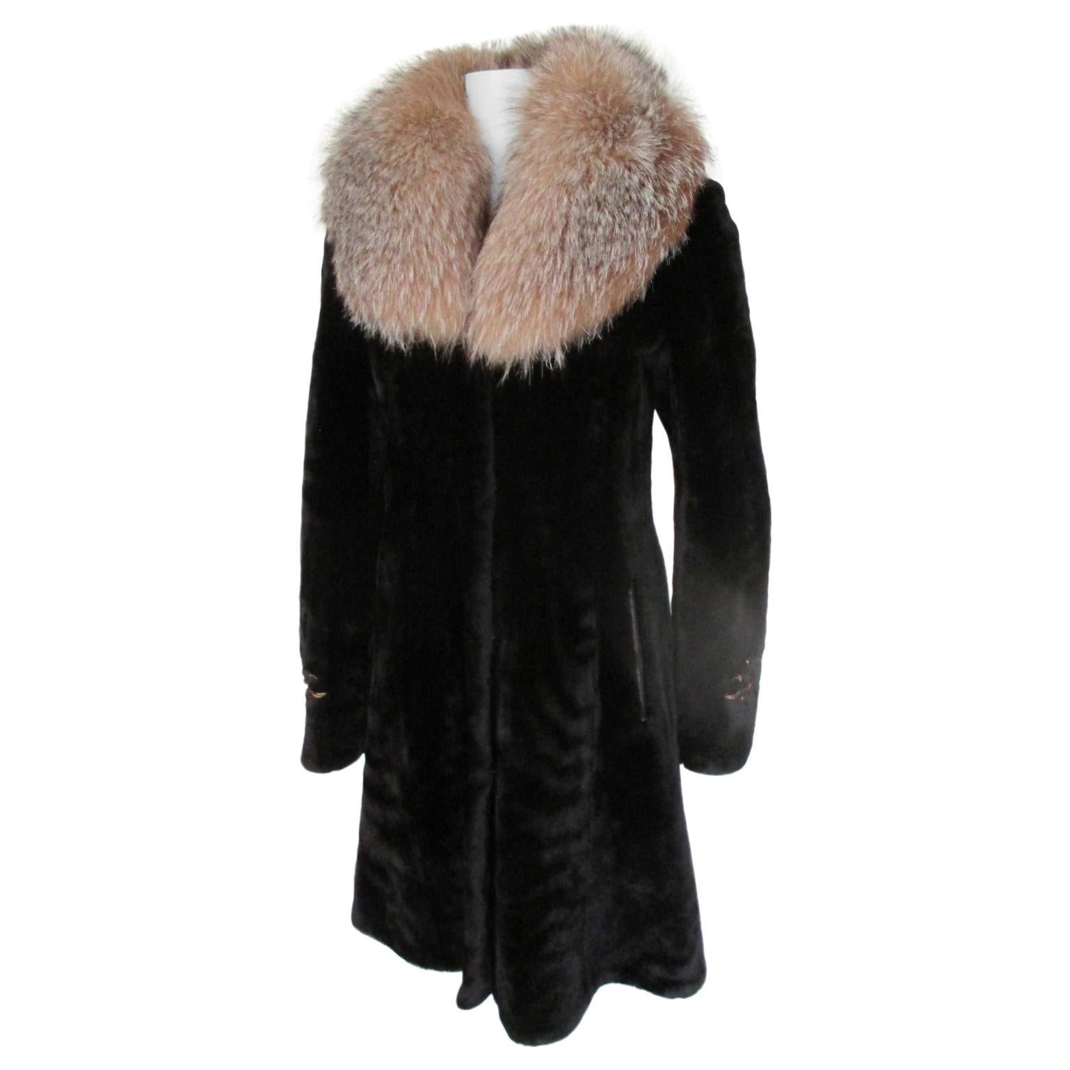 Brown Sheared Beaver Fur Coat Small For Sale