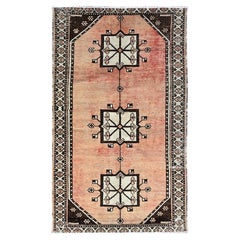 Brown Sheared Low Hand Knotted Clean Vibrant Wool Retro Persian Hamadan Rug