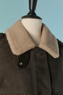 Brown shearling cropped jacket CHRISTIAN DIOR