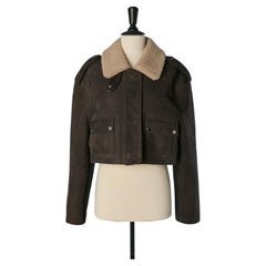 Brown shearling cropped jacket CHRISTIAN DIOR