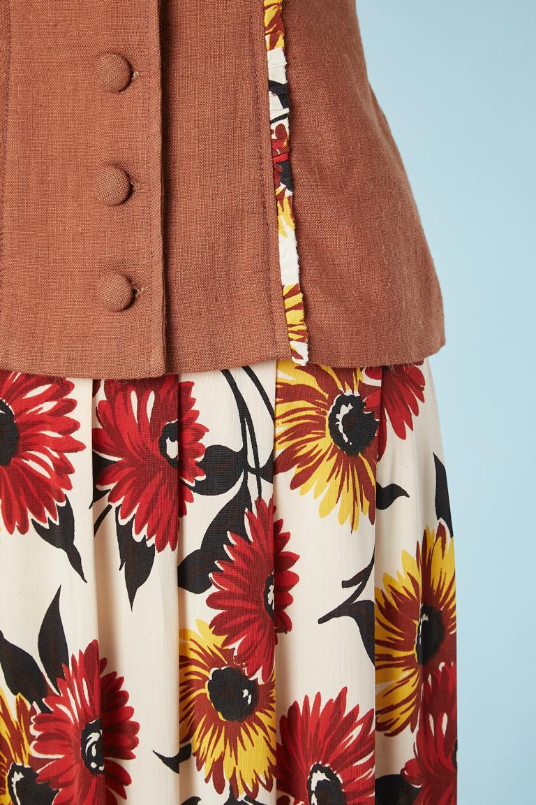 Brown short sleeves jacket and skirt ensemble Lombardy Circa 1950's For