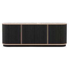 Brown Sideboard, Portuguese 21st Century Contemporary with Marble