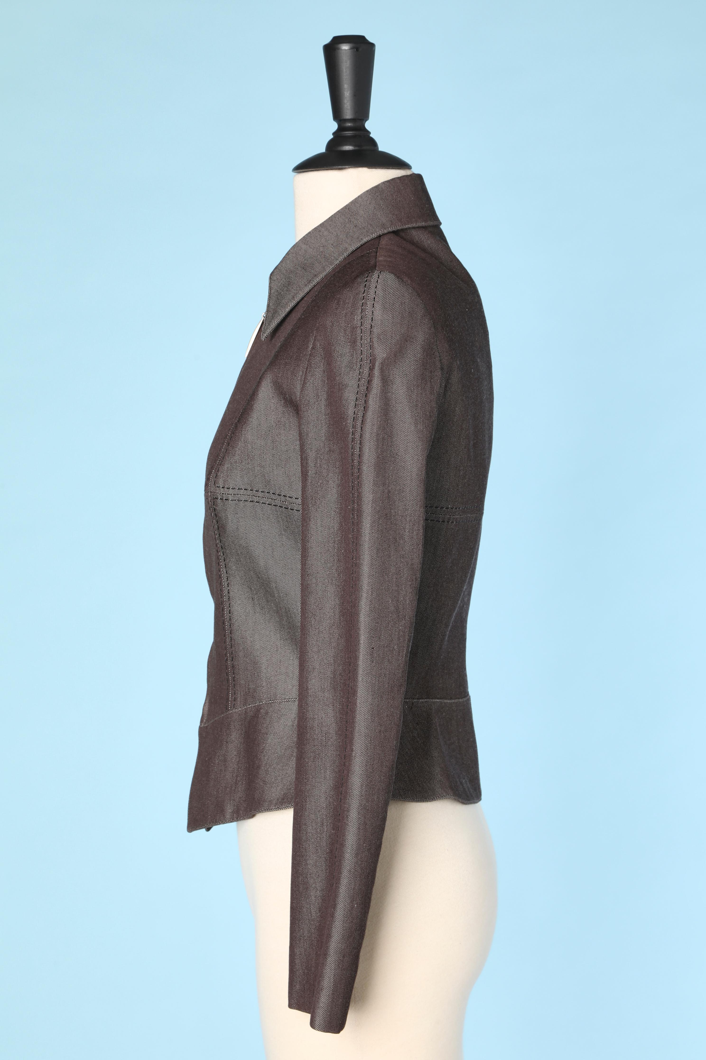 Brown silk and cotton jacket Thierry Mugler Couture  In Excellent Condition In Saint-Ouen-Sur-Seine, FR