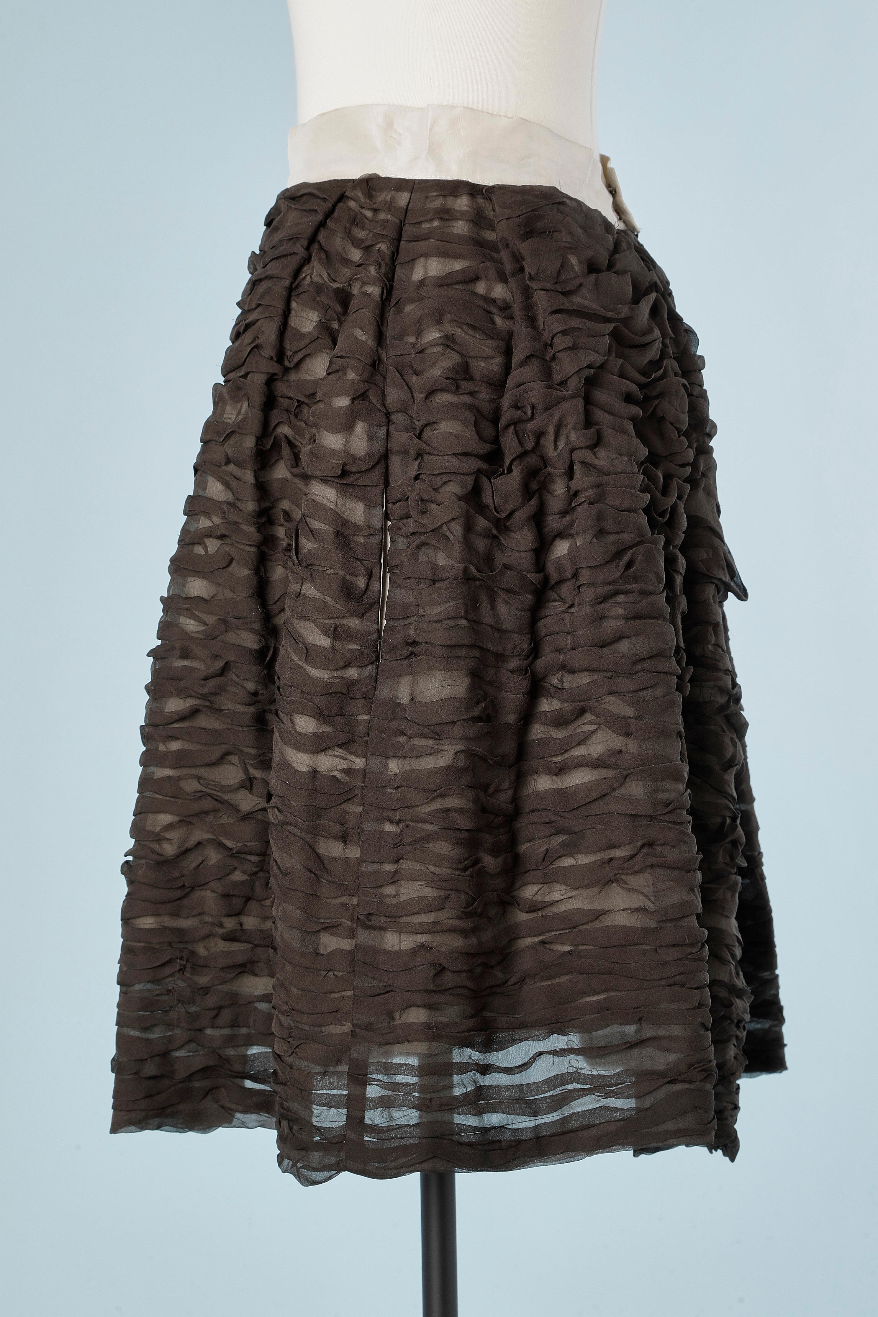 Brown silk chiffon ruffled skirt with side pockets Chloé  In Excellent Condition For Sale In Saint-Ouen-Sur-Seine, FR