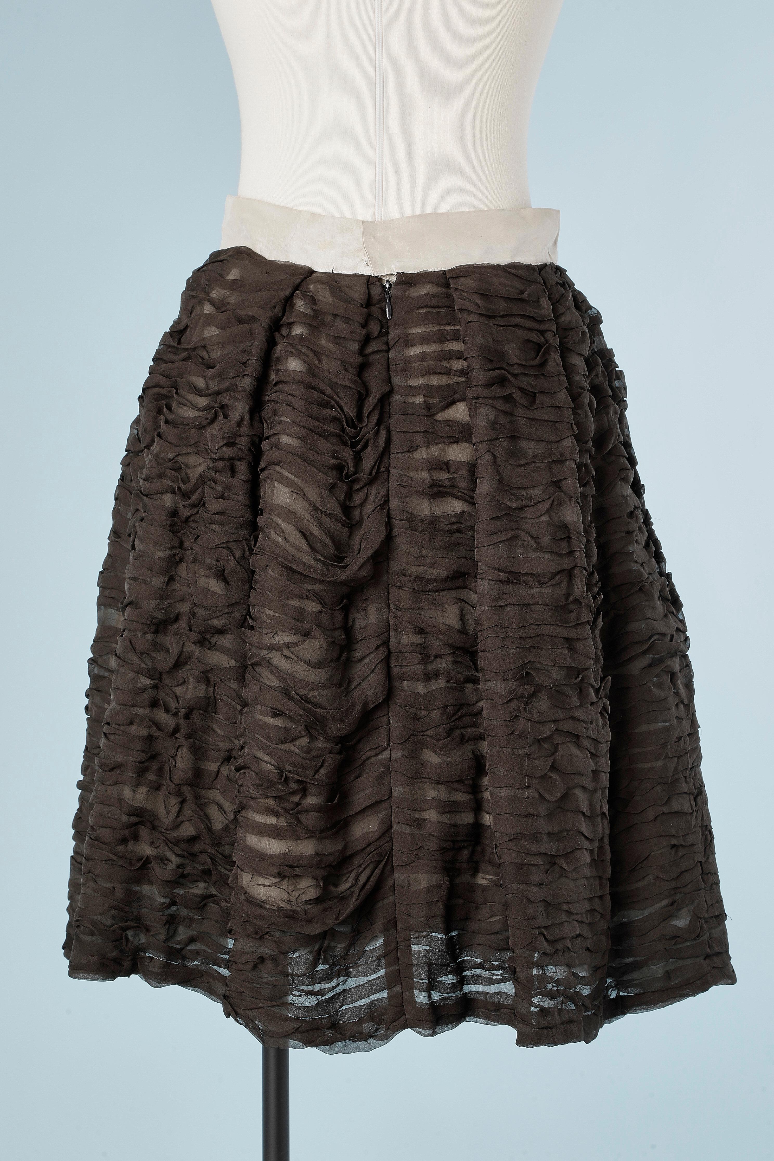 Women's Brown silk chiffon ruffled skirt with side pockets Chloé  For Sale